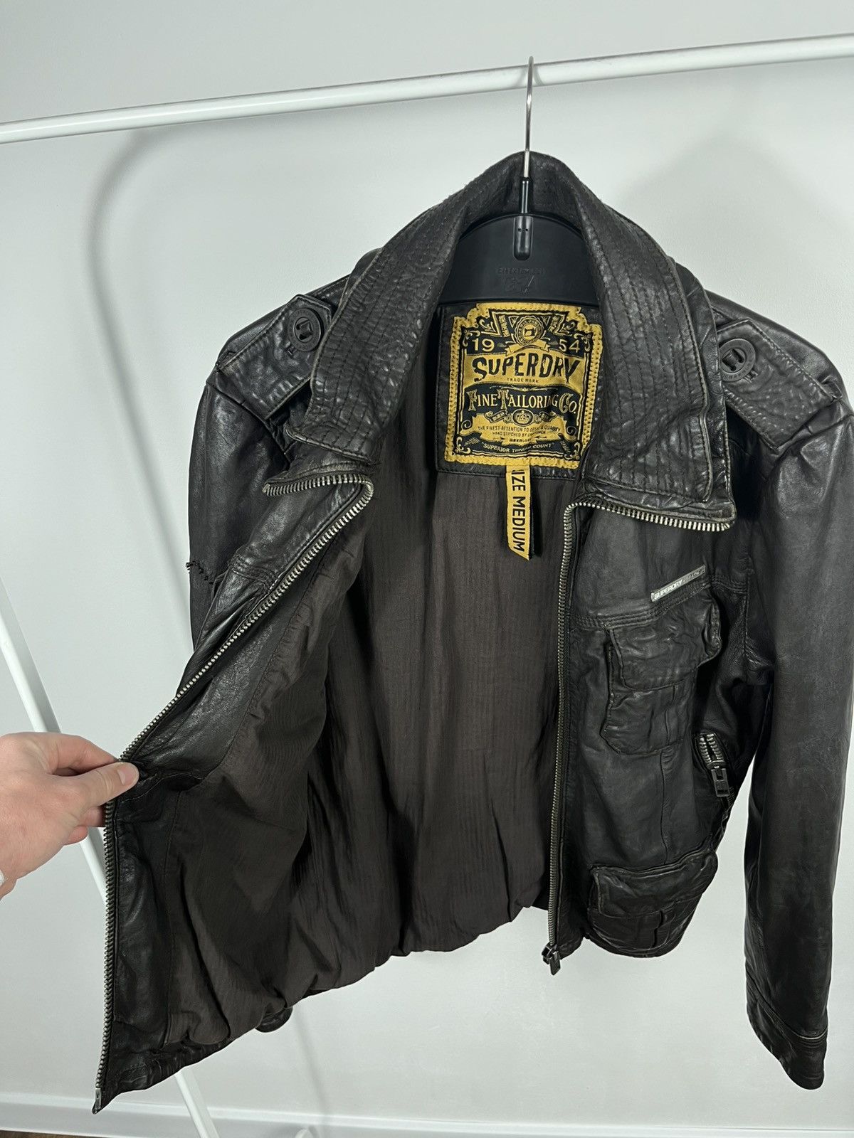 Superdry Superdry Genuine Leather Jacket Black Size M Distressed Size US M / EU 48-50 / 2 - 8 Thumbnail