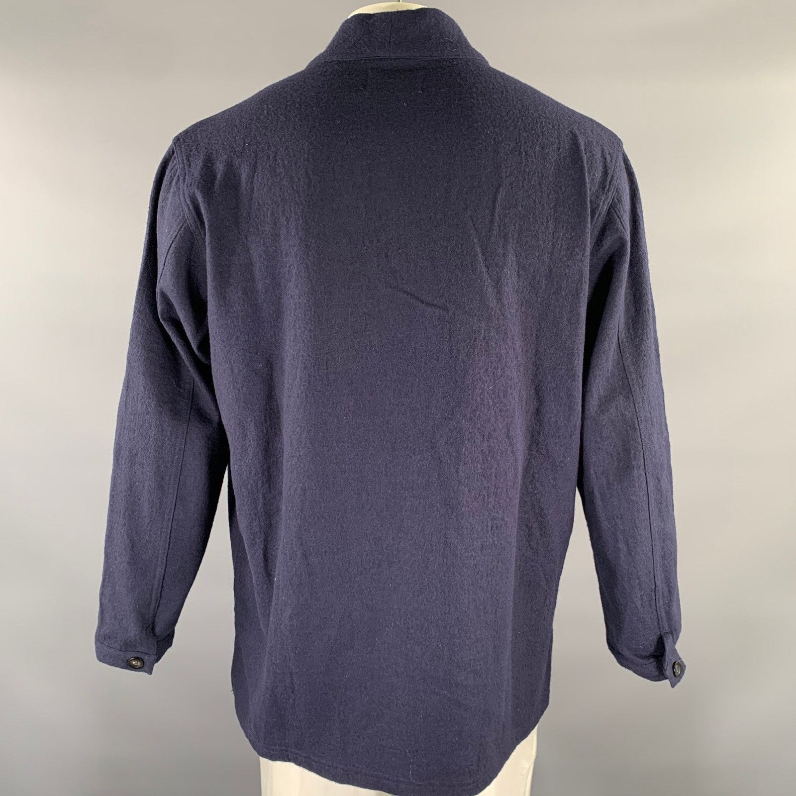 The Lost Explorer THE LOST EXPLORER L Navy Distressed Wool Cotton Shawl Jacket Size US L / EU 52-54 / 3 - 4 Thumbnail
