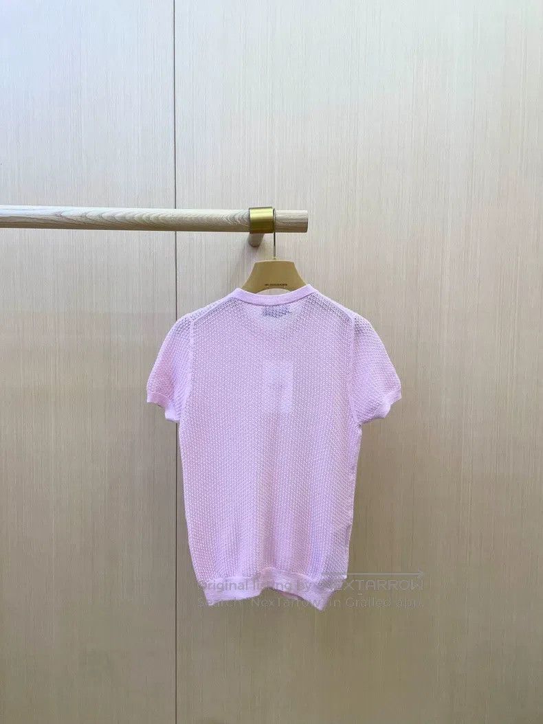 Miu Miu Miu Miu 38 Pink hollow cashmere short sleeves Size M / US 6-8 / IT 42-44 - 2 Thumbnail