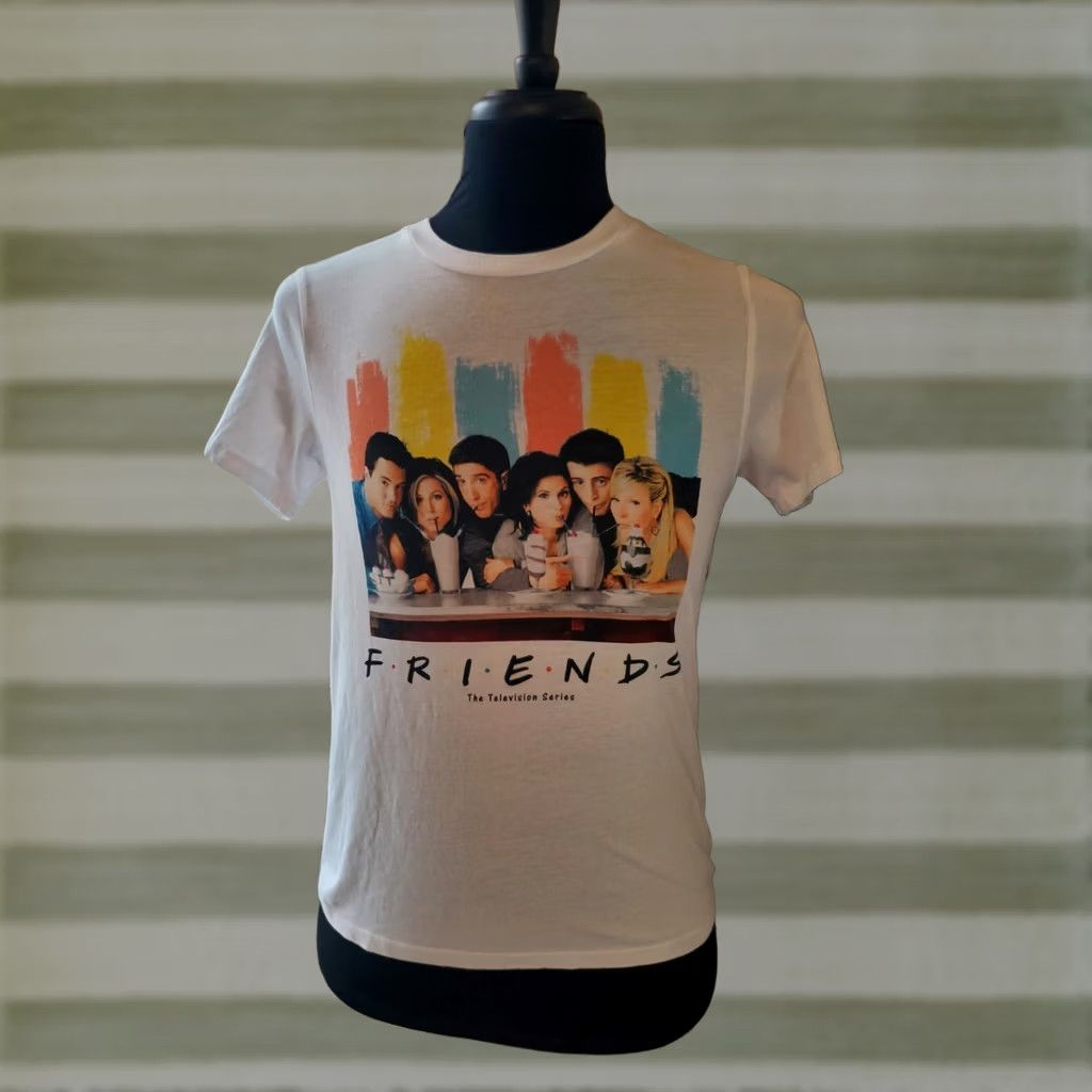 Vintage Friends Shirt XS Adult Men Milkshakes TV Logo White Crew Neck Short Sleeve T-Shirt Size US XS / EU 42 / 0 - 1 Thumbnail