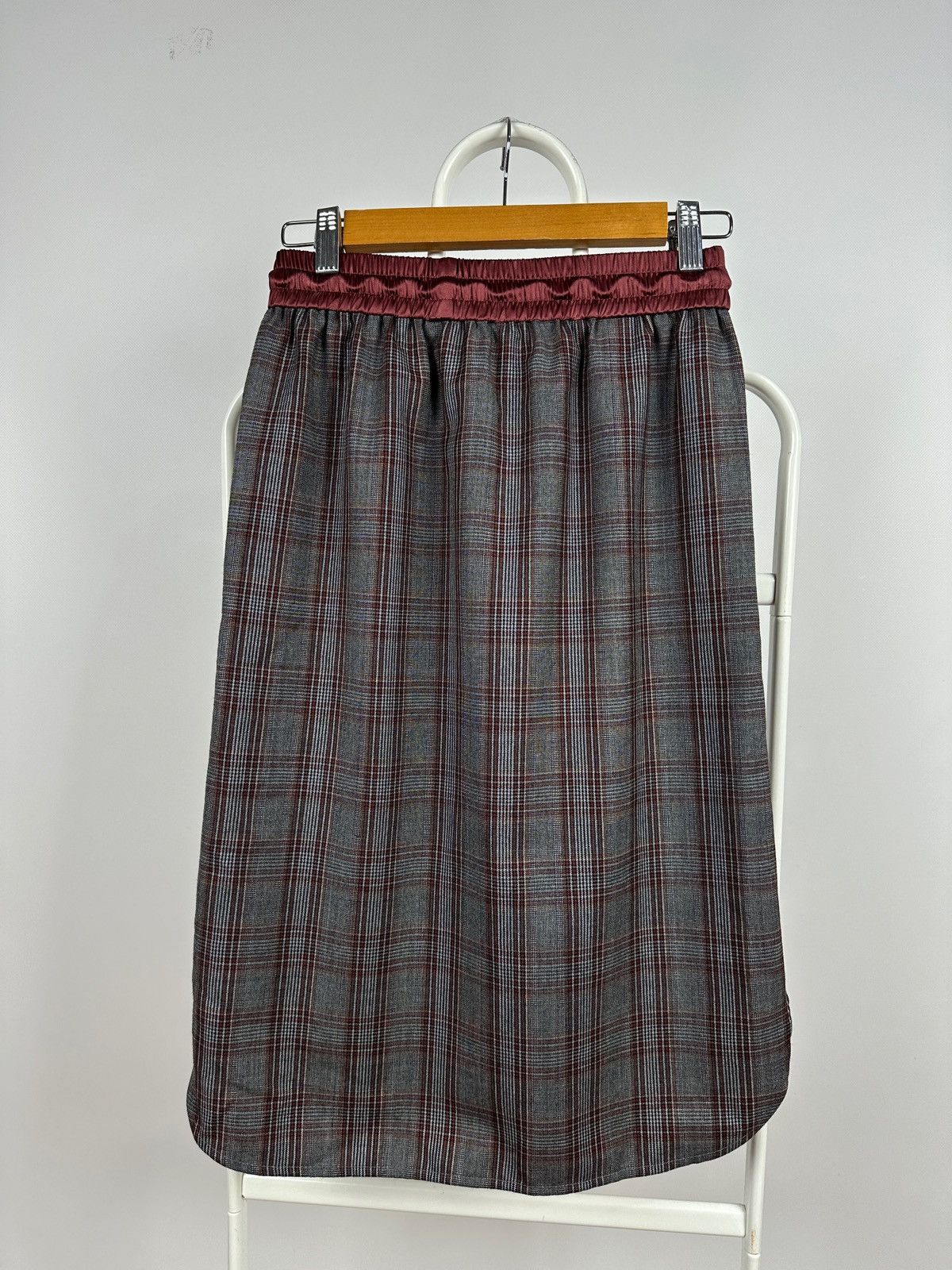 Brunello Cucinelli NWT! Brunello Cucinelli Wool/Silk Checkered Midi Skirt Size 26" / US 2 / IT 38 - 6 Thumbnail