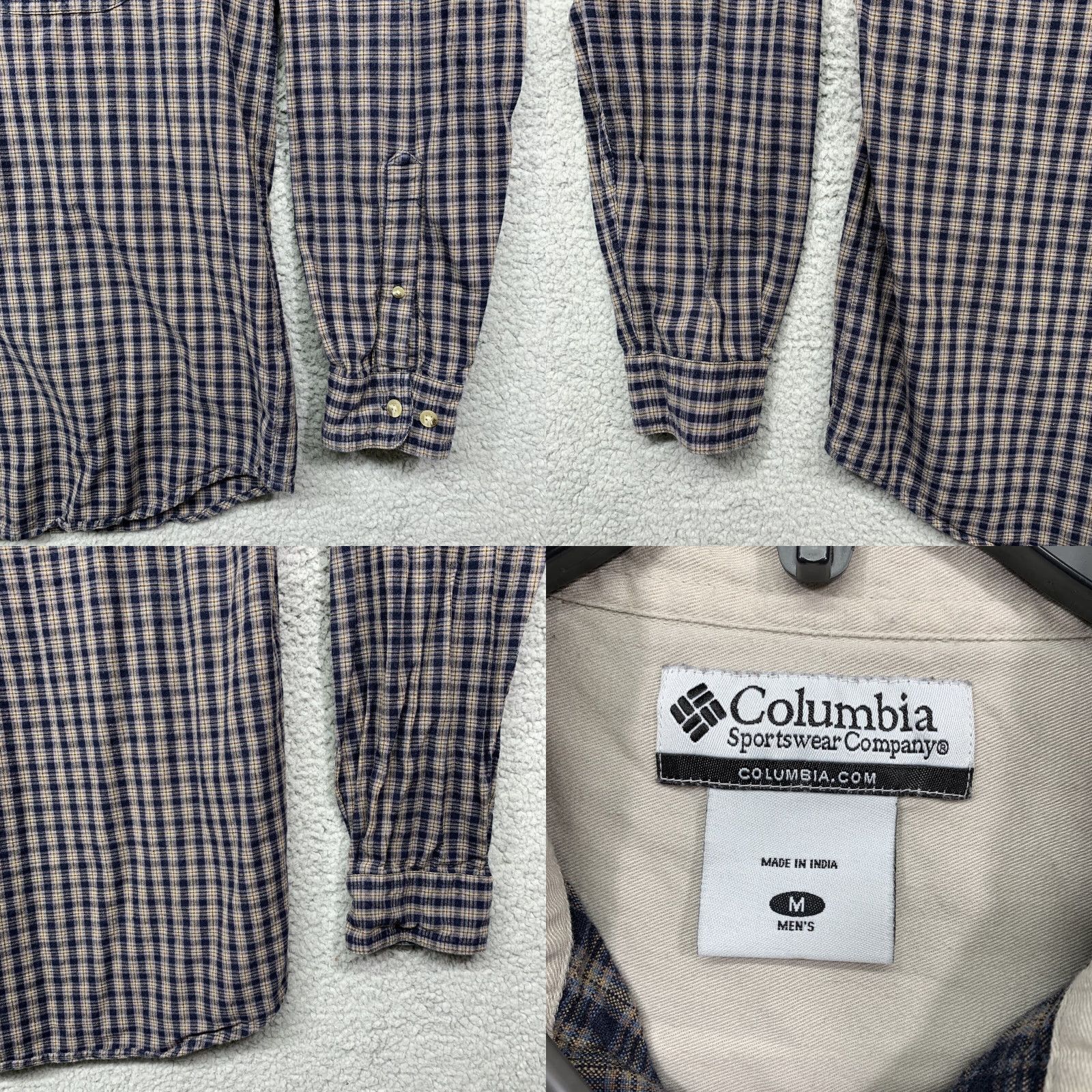 Vintage Columbia Button Shirt Men’s M Long Sleeve Navy Blue Gray Tan Plaid Logo Size US M / EU 48-50 / 2 - 8 Thumbnail