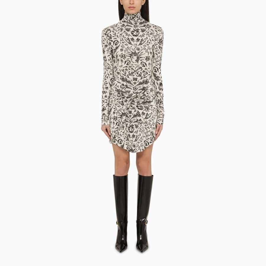 Off-White o1d2blof0924 Long-Sleeved Mini Dress With Tattoo Print Size S / US 4 / IT 40 - 1 Thumbnail