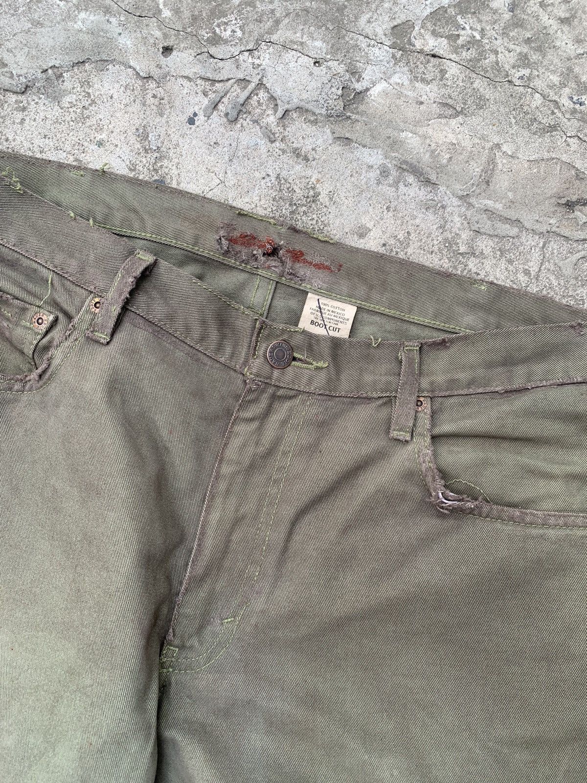 Japanese Brand Custom Wide Dirty Overdyed Distressed Jeans Size US 36 / EU 52 - 7 Thumbnail