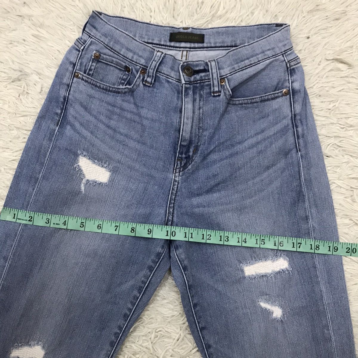 Japanese Brand Uniqlo Fabric by Kaihara Slim Fit Distressed Jeans Size 24" / US 00 / IT 34 - 14 Thumbnail