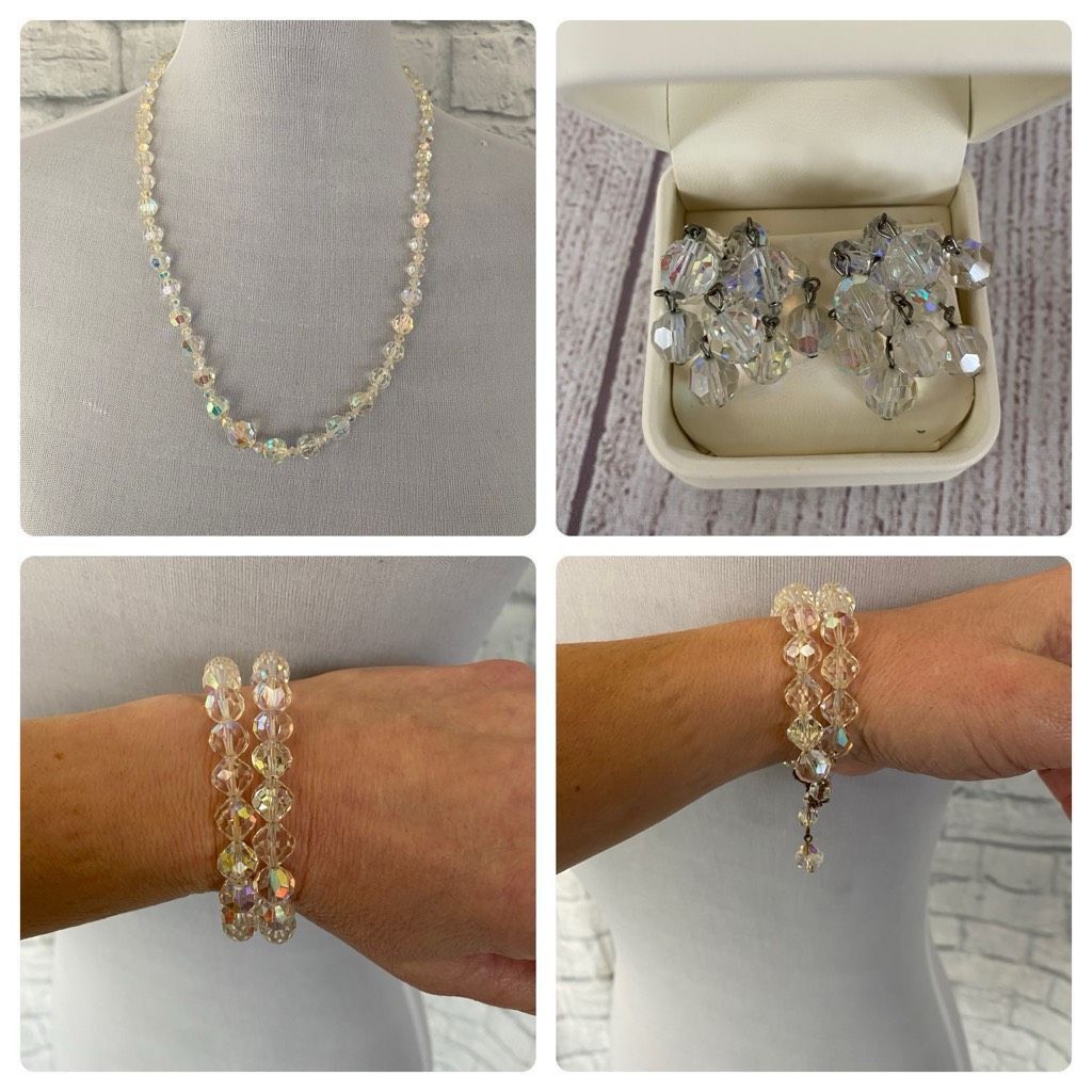 Jewelry Jewelry necklace earrings and bracelet set Iridescent clear Size ONE SIZE - 1 Thumbnail