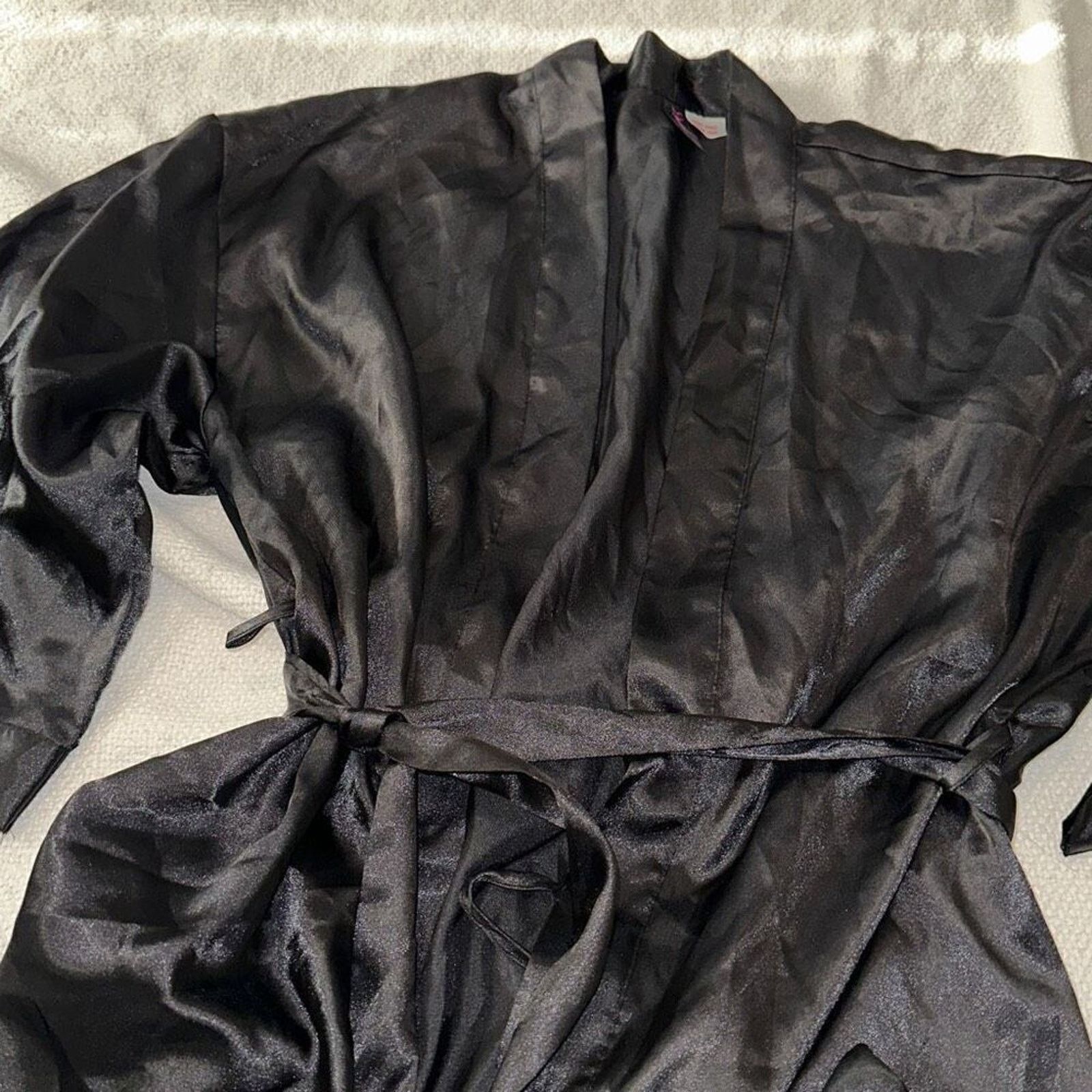 Other Dreamgirl Black Satin Belted Lingerie Robe | Sz S Size S / US 4 / IT 40 - 3 Thumbnail