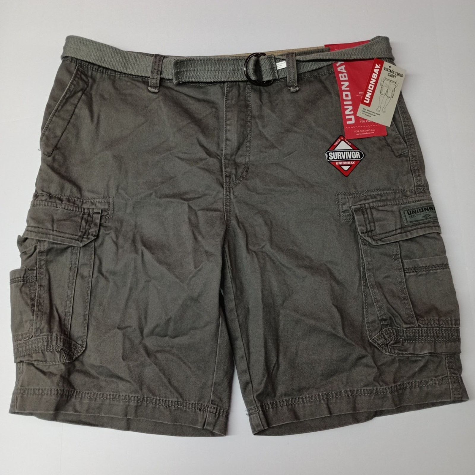 UNIONBAY Unionbay Men's Survivor Cargo Shorts Size 40 Gray + Belt Size US 40 / EU 56 - 1 Thumbnail