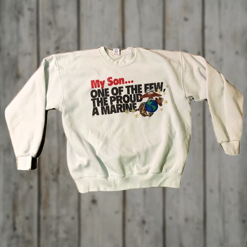 Vintage VINTAGE Soffe Sweats Marines Sweatshirt Adult XL White 90s Made USA Size US XL / EU 56 / 4 - 1 Thumbnail