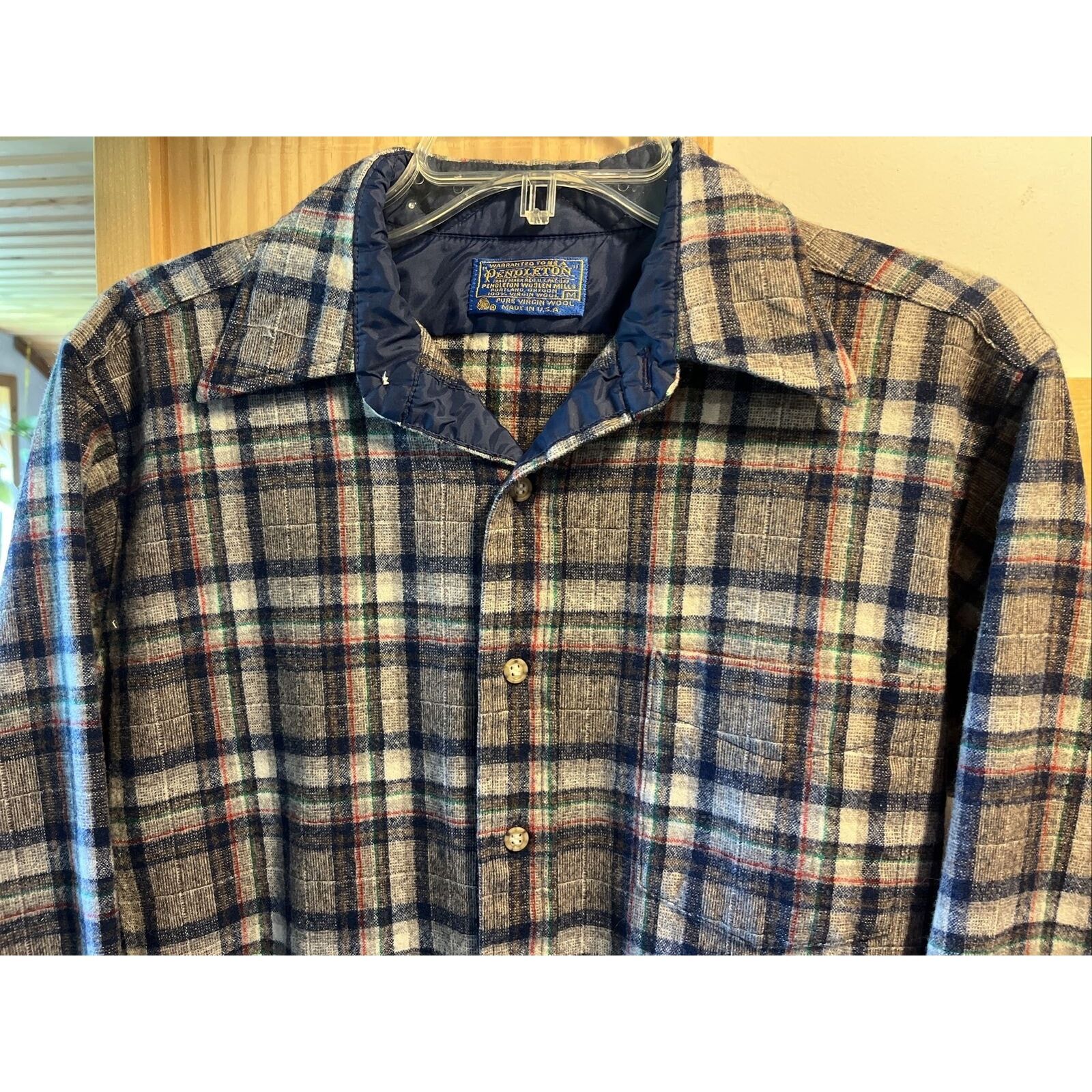 Pendleton Pendleton Mens Medium Gray Plaid Wool Flannel Slim Fit Shirt Size US M / EU 48-50 / 2 - 4 Thumbnail