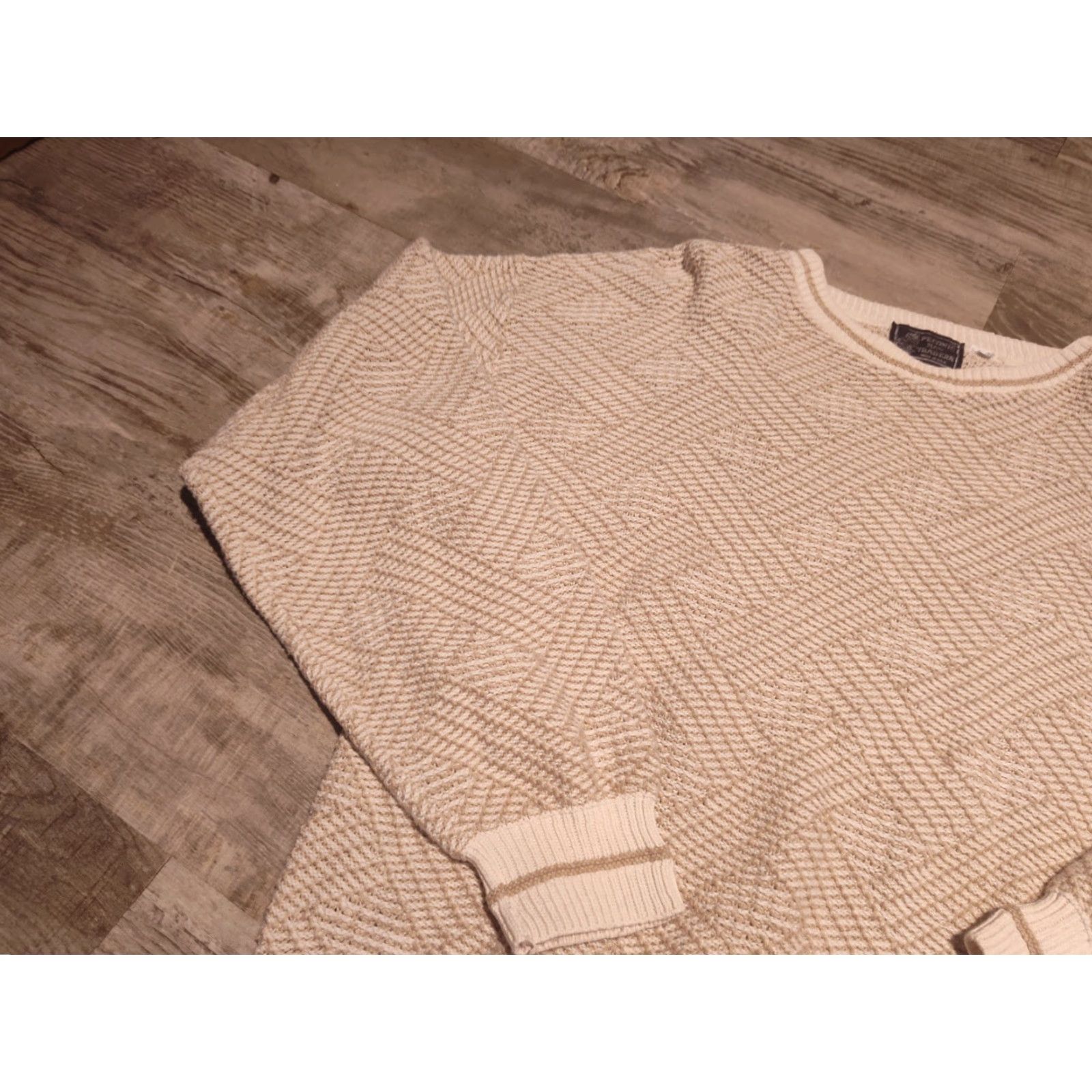Vintage VINTAGE Peconic Bay Traders Men's Sweater Pullover Cotton Beige Long Sleeve Regular Fit All Seasonsâ€“ USA Made L/XL Size US L / EU 52-54 / 3 - 4 Thumbnail