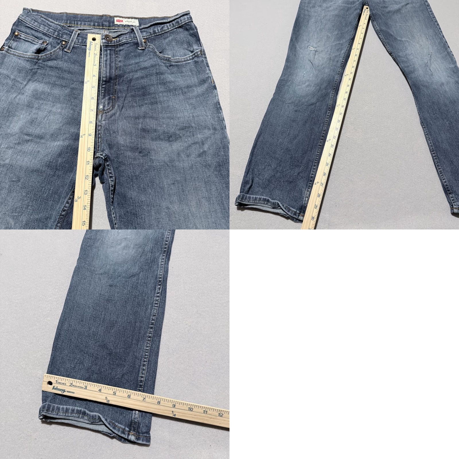 Wrangler Wrangler Jeans Men's Blue Denim Distressed Classic Straight Fit Zip Fly - 32x30 Size US 32 / EU 48 - 9 Thumbnail