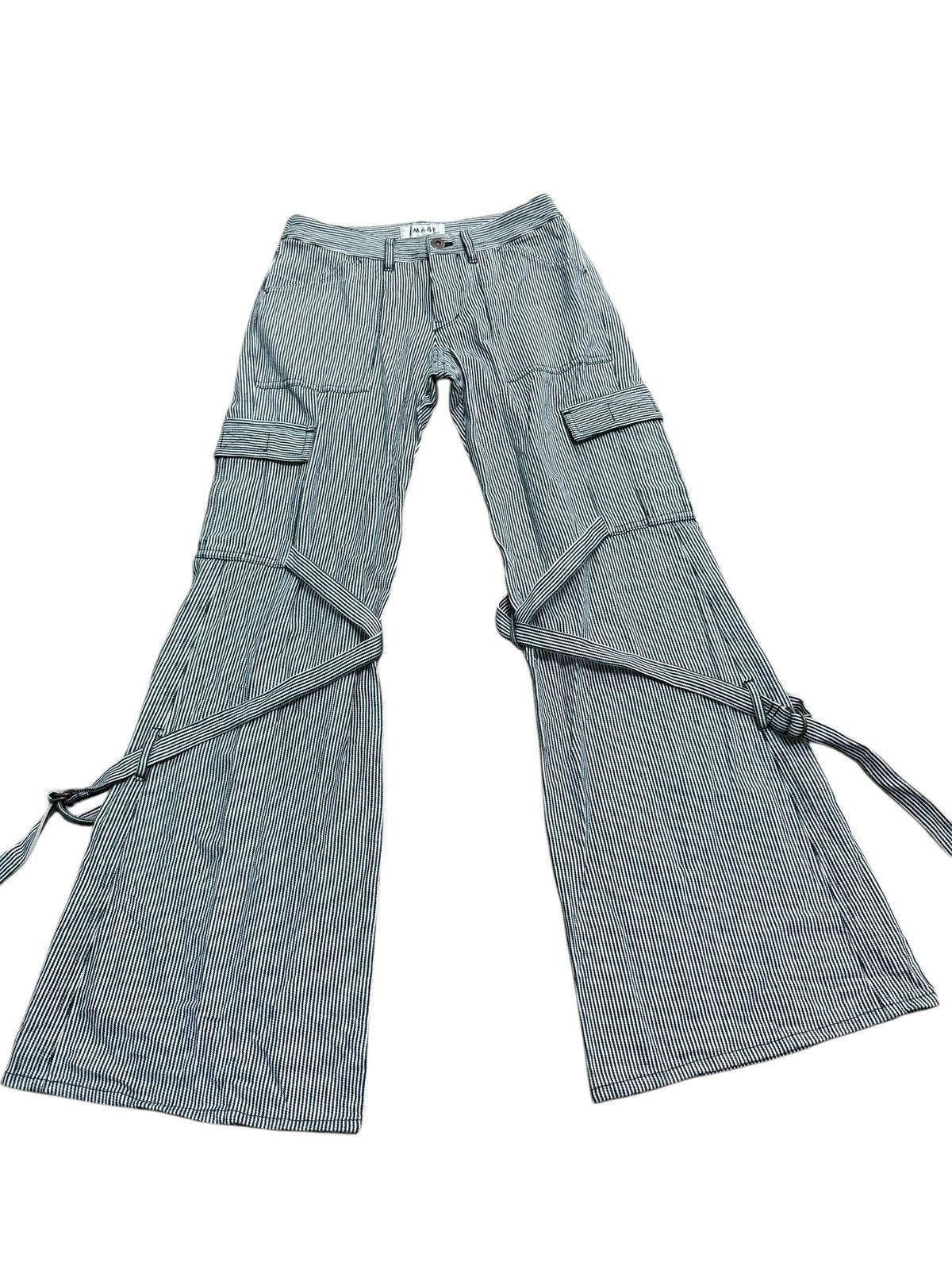 Japanese Brand RARE IMAGE HICKORY BONDAGE CARGO FLARE PANT Size 27" / US 4 / IT 40 - 2 Thumbnail