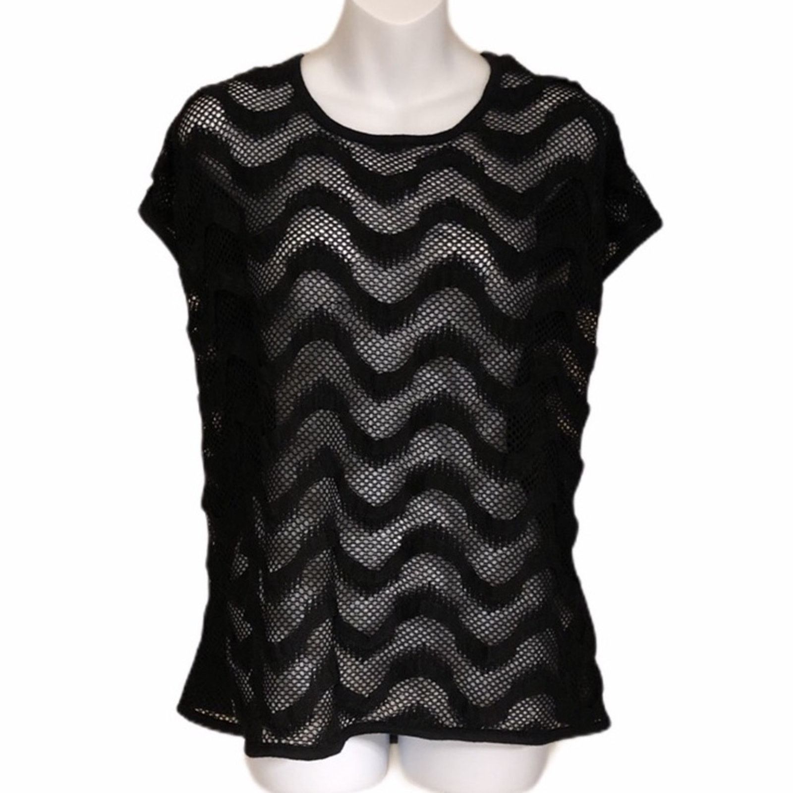Other 🔴 3 for $15 Coline Black Geo Mesh Overlay Tee Size XL / US 12-14 / IT 48-50 - 2 Thumbnail