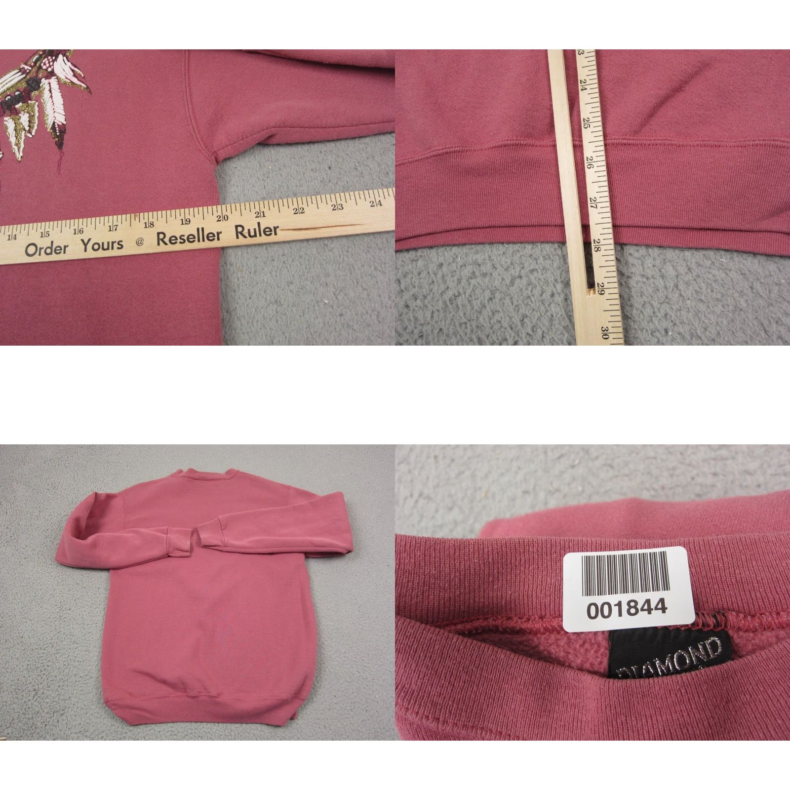 Native VINTAGE Diamond Dust Sweatshirt Womens XL Pink Feather Crew Neck Pullover Cotton Blend Fleece 80s 90s Activewear Womens Size XL / US 12-14 / IT 48-50 - 8 Thumbnail