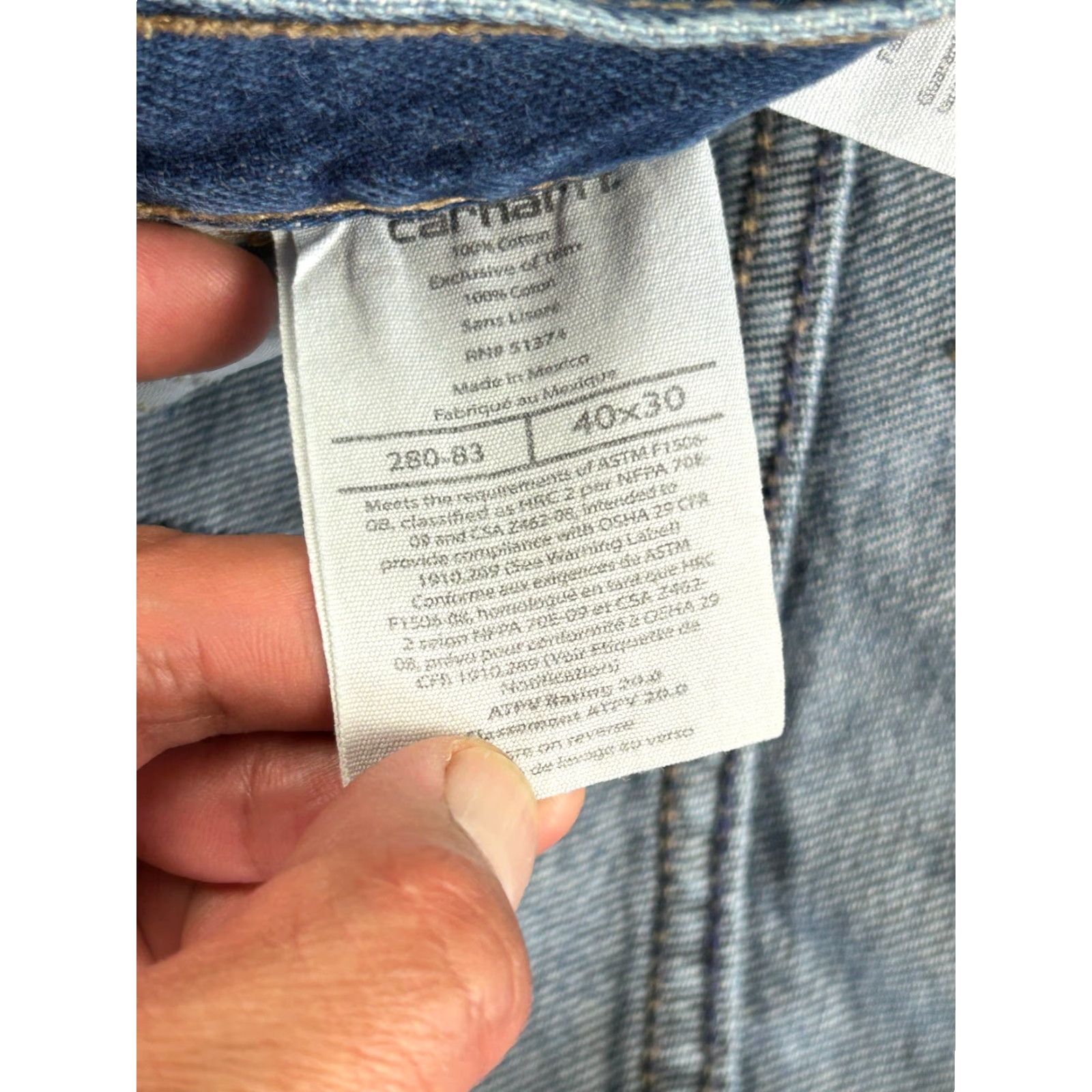 Carhartt VINTAGE Carhartt Jeans 40 x 30 Denim Flame-Resistant Distressed Workwear 5-Pocket Mens Blue 90s Band Rock USA Denim Size US 40 / EU 56 - 6 Thumbnail