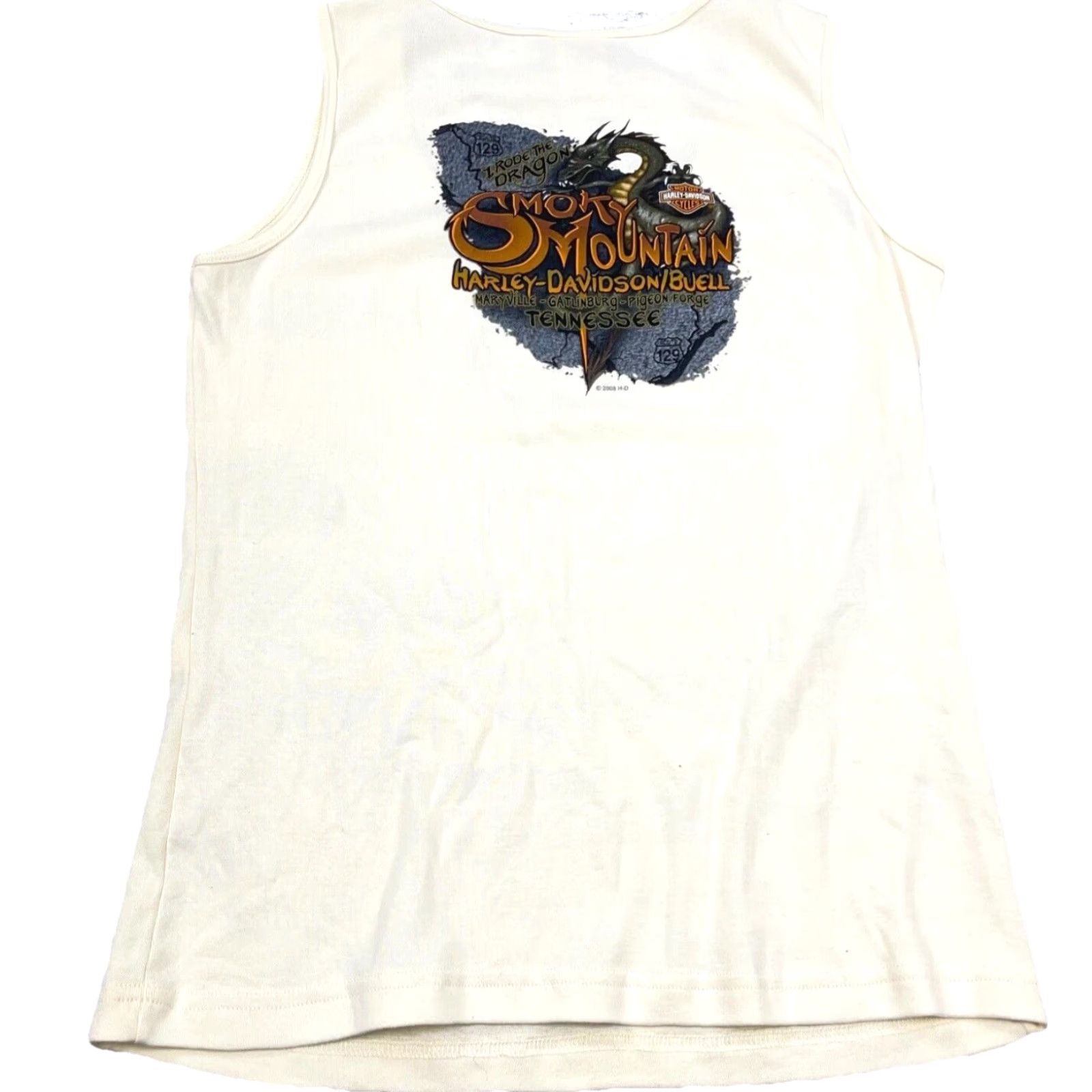 Harley Davidson VINTAGE Harley-Davidson Shirt Women XL White Tank Top Tee Dragon Y2K Ladies Top Size XL / US 12-14 / IT 48-50 - 2 Thumbnail