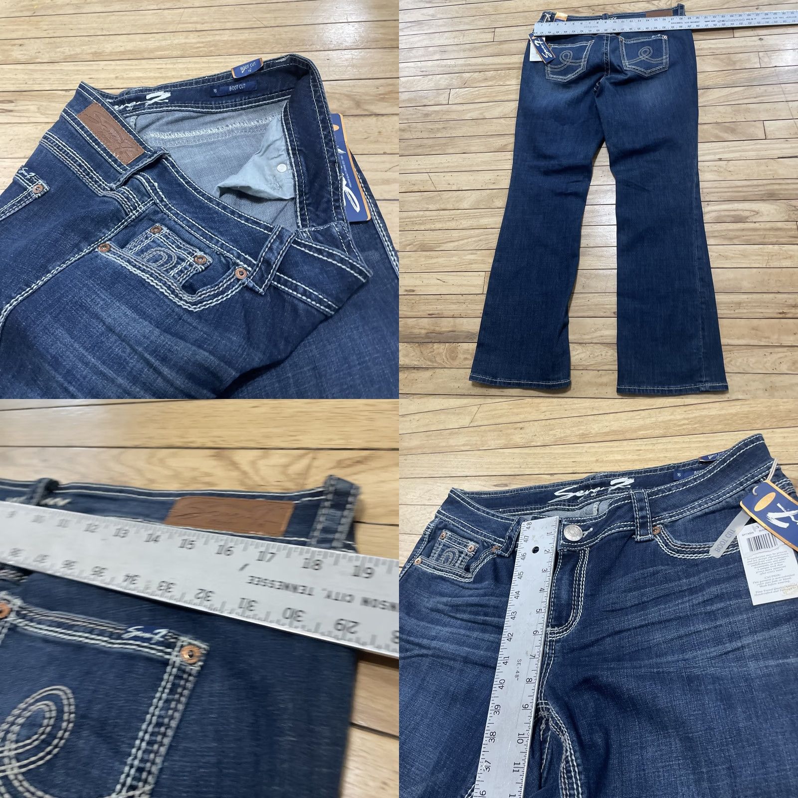 Vintage VINTAGE Seven 7 Jeans Bootcut Women 16 Western Thick Stitch Cowgirl Dark Wash 36x32 NEW Size 38" / US 16 / IT 52 - 8 Thumbnail