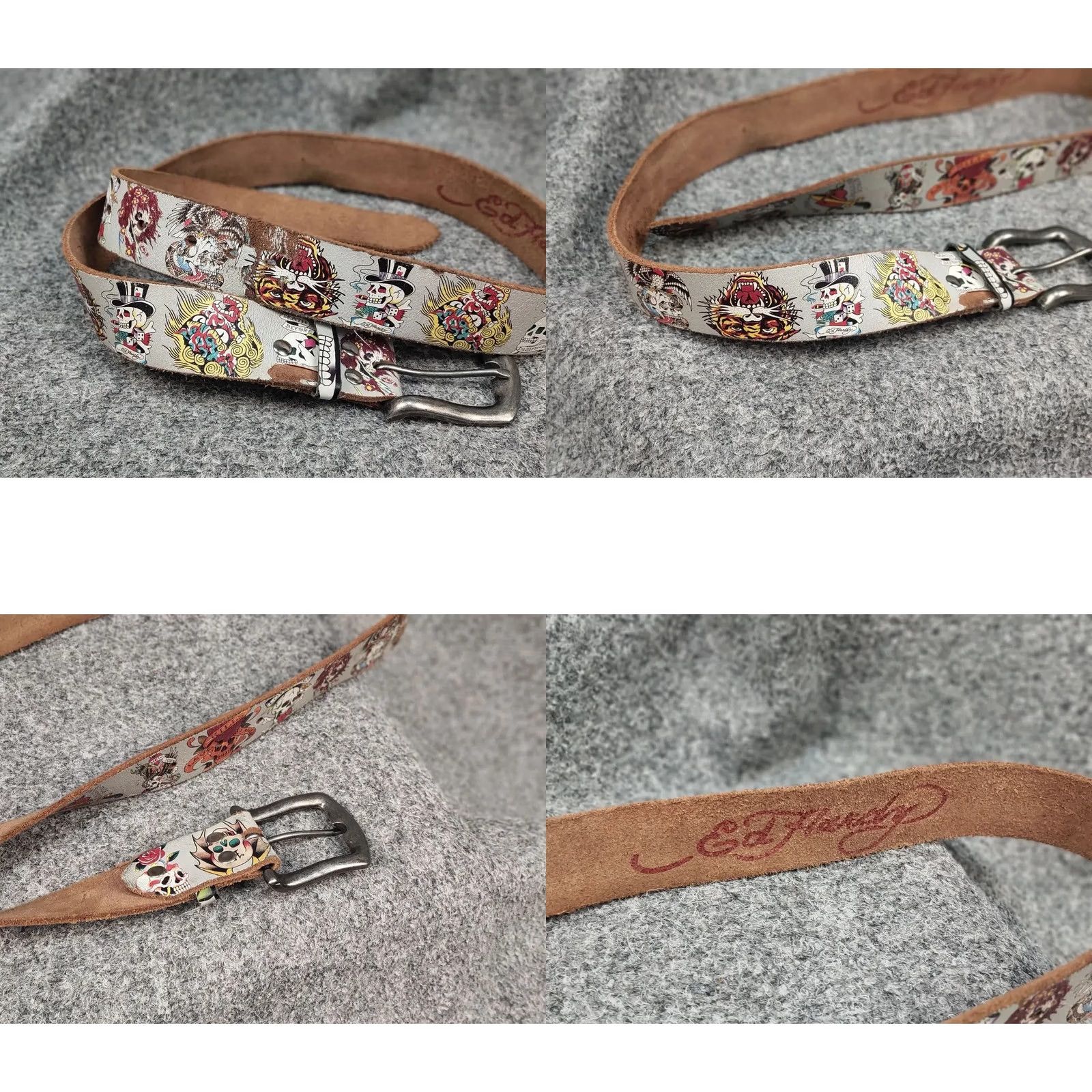 Ed Hardy VINTAGE Ed Hardy Belt Men Leather Brown One Size 90s Y2K Studded Logo Buckle Leather Size ONE SIZE - 9 Thumbnail