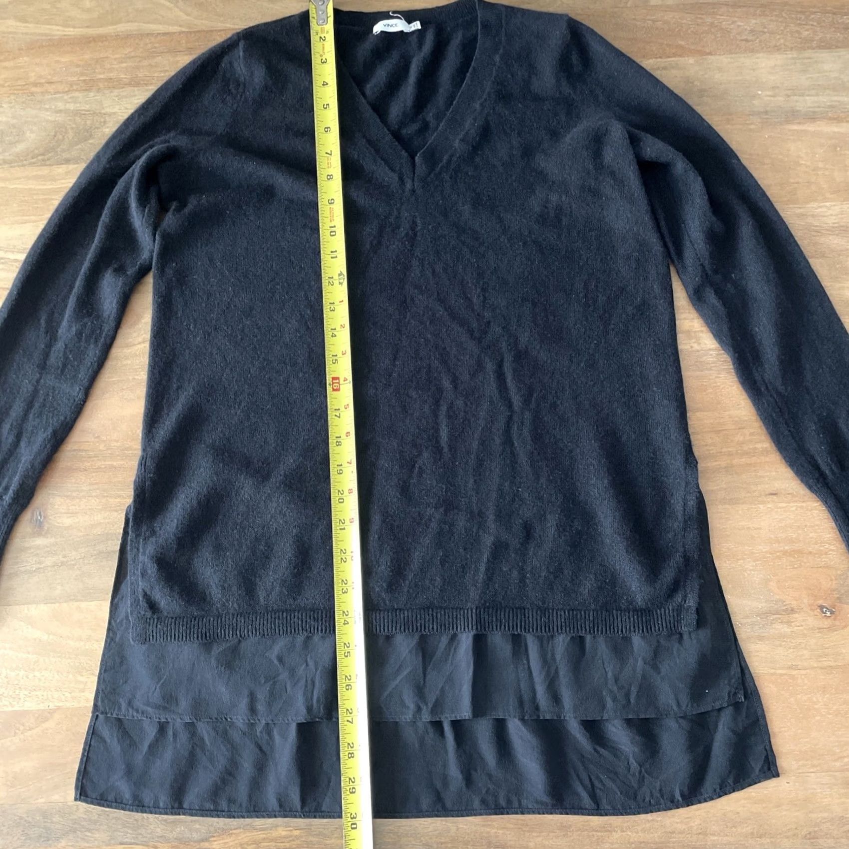Vince Vince Cashmere V Neck Sweater Womens Size XS Black Pullover Silk Trim Sweatshirt Size XS / US 0-2 / IT 36-38 - 5 Thumbnail