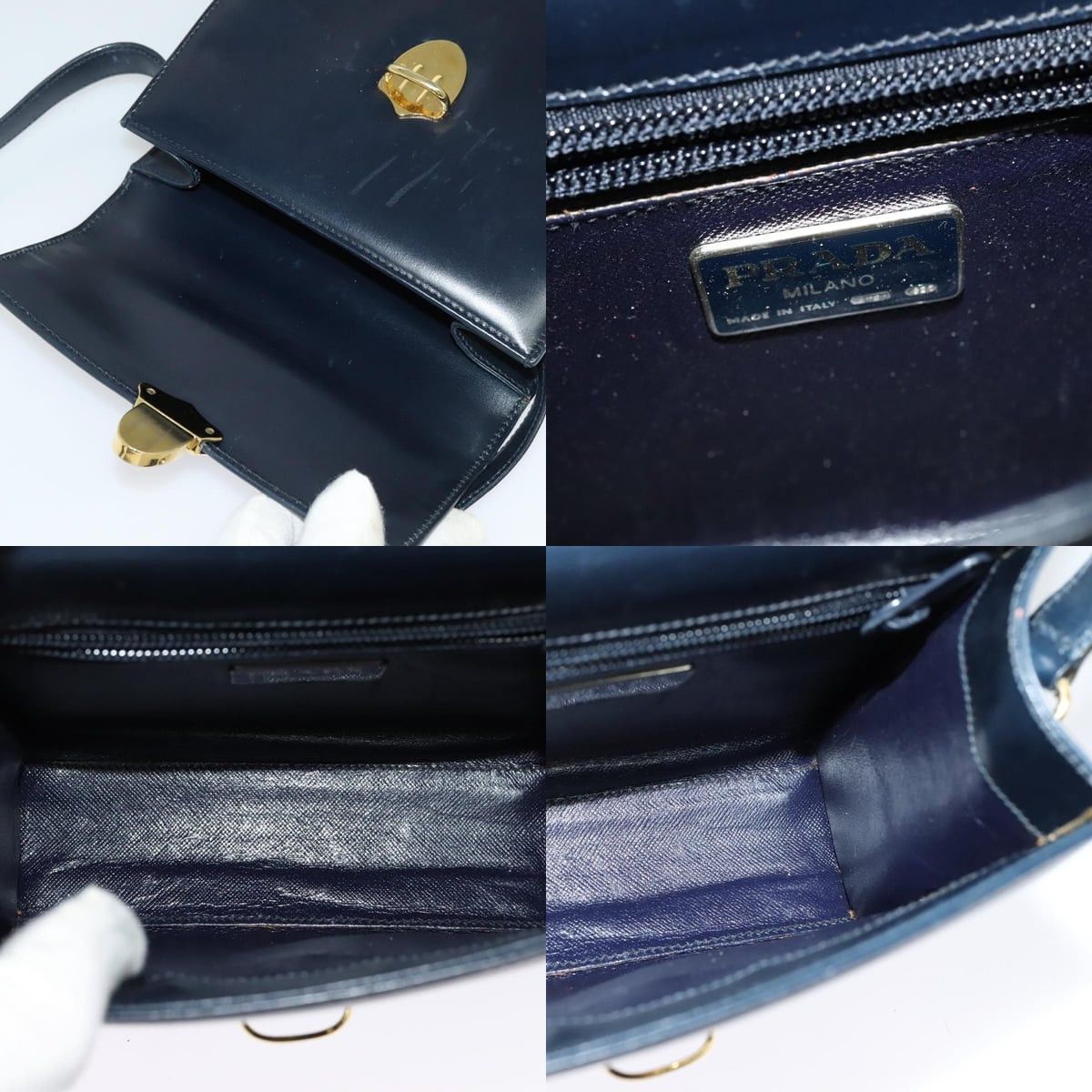 Prada PRADA Shoulder Bag Leather Navy Gold Size ONE SIZE - 11 Thumbnail