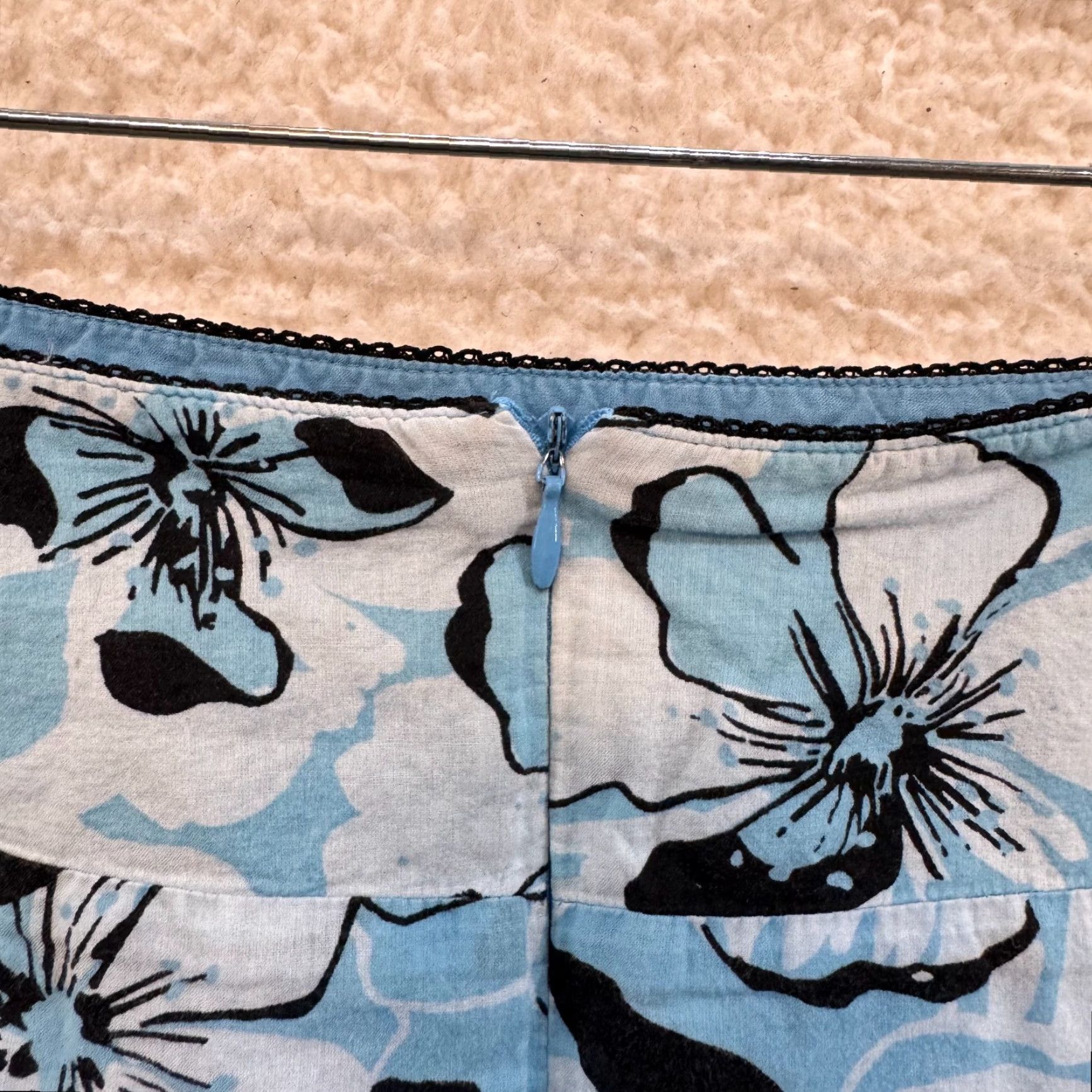 Vintage VINTAGE Skirt A-Line Floral Tropical Hawaiian Coconut Girl Blue 12 Large Cotton Womens? Size 34" / US 12 / IT 48 - 3 Thumbnail