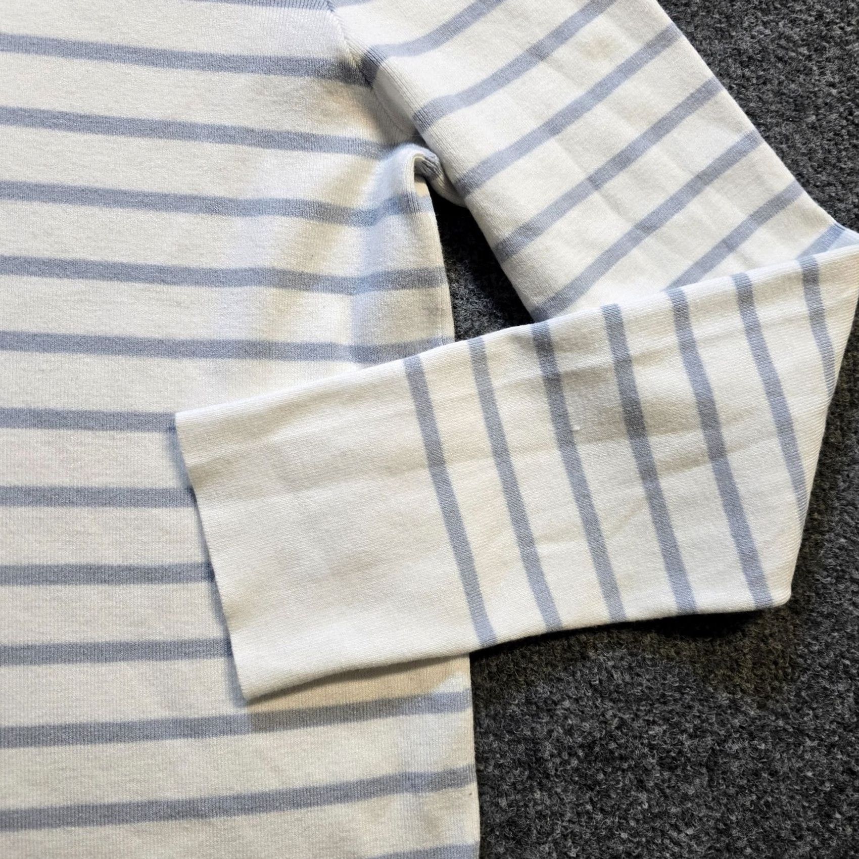 Nautica Kirkland Sweater Womens Large White Blue Striped Nautical Preppy Casual Pullover Knit Long Sleeve Round Neck Lightweight Regular Women’s Size L / US 10 / IT 46 - 4 Thumbnail