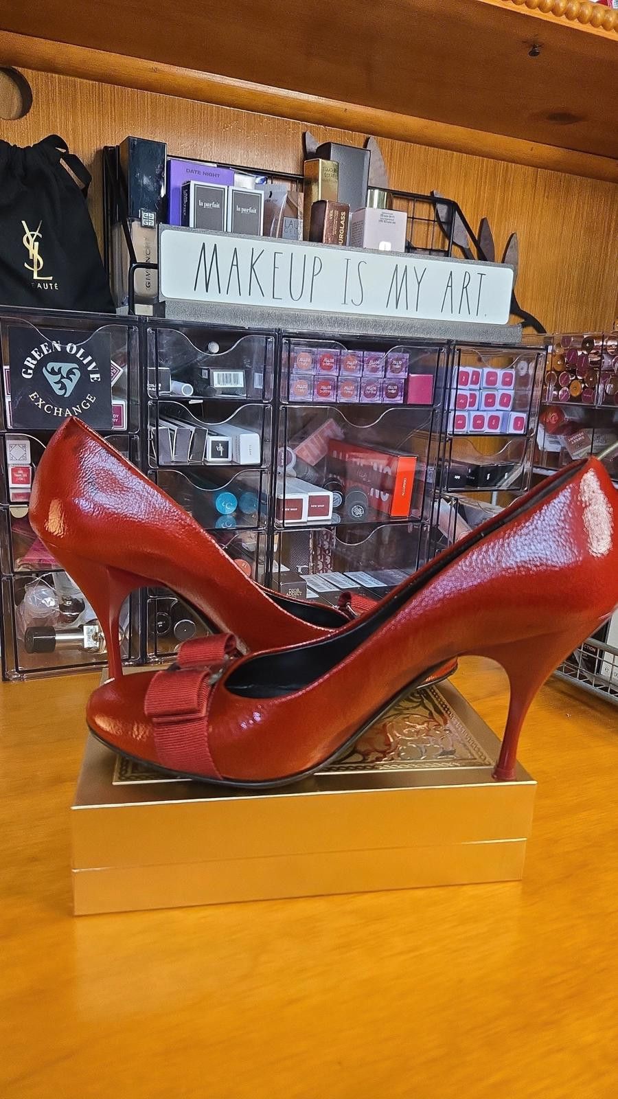 Salvatore Ferragamo 🔥 Salvatore Ferragamo Red Vara Bow High Heels 🔥 Size US 7 / IT 37 - 3 Thumbnail