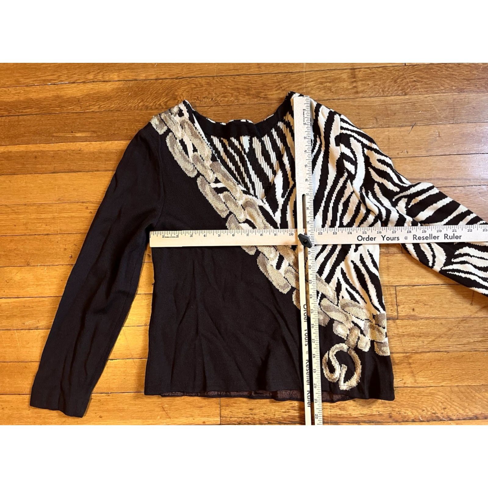 St. John VINTAGE St. John Santana Knit Zebra Chain Sweater Women's P Brown Cardigan Knit Zebra Pattern Fall Winter Size S / US 4 / IT 40 - 7 Thumbnail