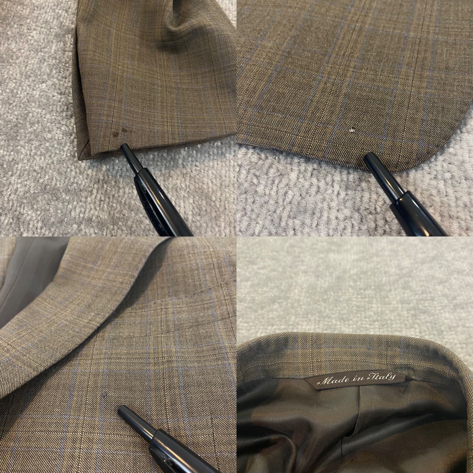 Canali CANALI Blazer Mens EU 54 L US 44 Suit Jacket Brown Wool 2-Button Windowpane Long Regular Size 46R - 9 Thumbnail