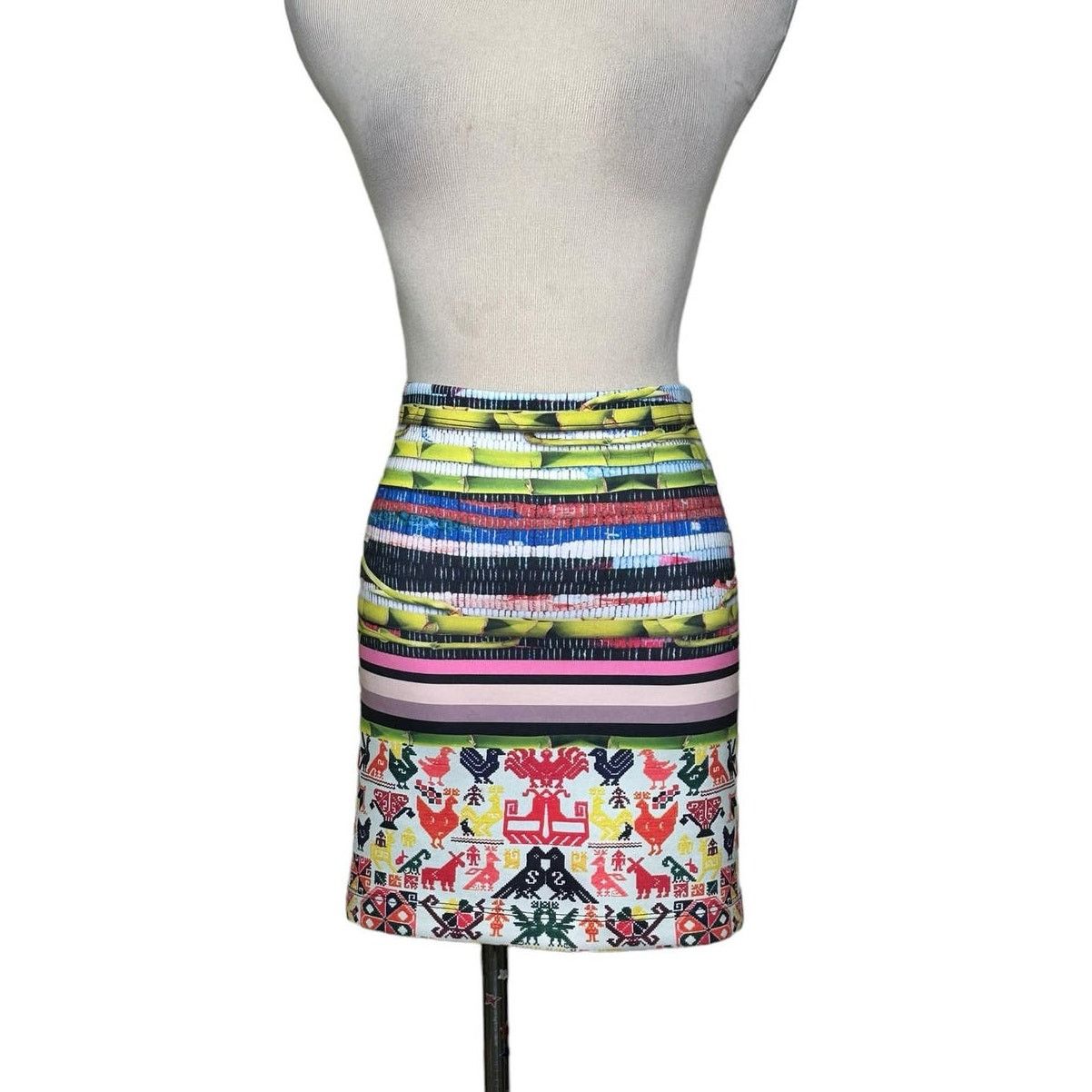 Clover Canyon CLOVER CANYON Surf Shack neoprene mini pencil skirt size XS Size 26" / US 2 / IT 38 - 1 Thumbnail
