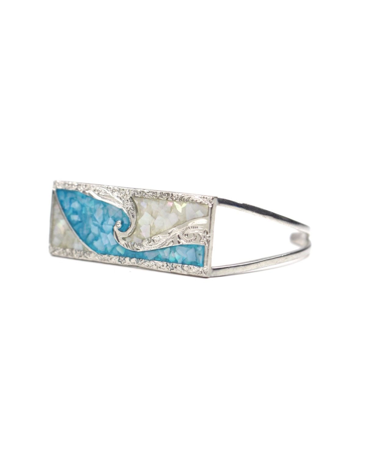 Hysteric Glamour 2000S JAPANESE MADE MOTHER OF PEARL WAVE INLAY CUFF BRACELET Size ONE SIZE - 1 Thumbnail