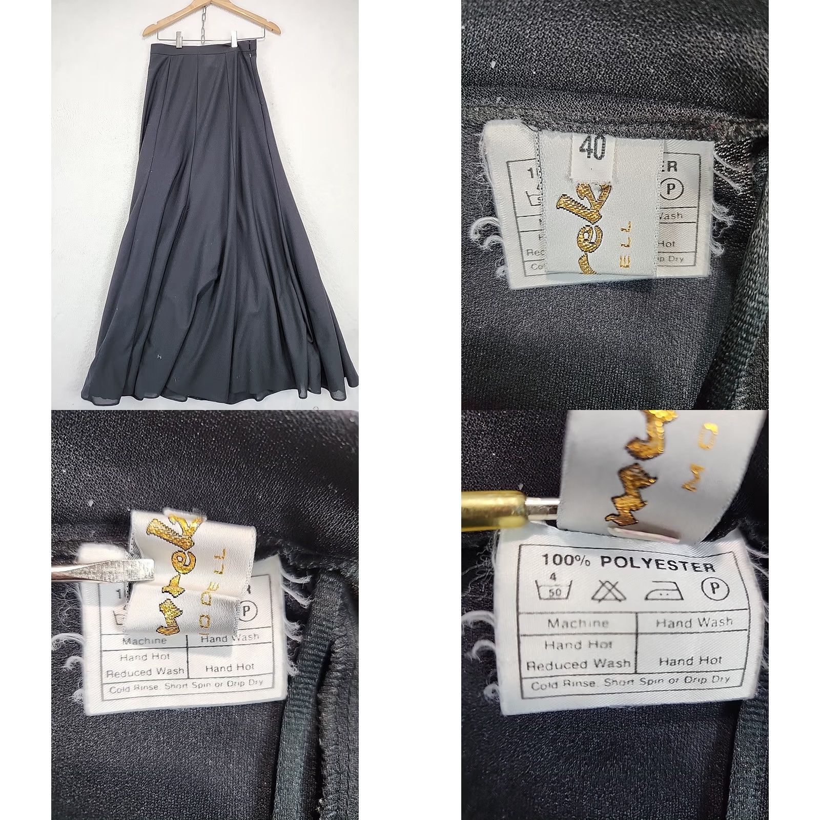 Vintage VINTAGE Murek Modell Women's Black Maxi Skirt Flared 1970s Goth Party M/L Size 32" / US 10 / IT 46 - 8 Thumbnail