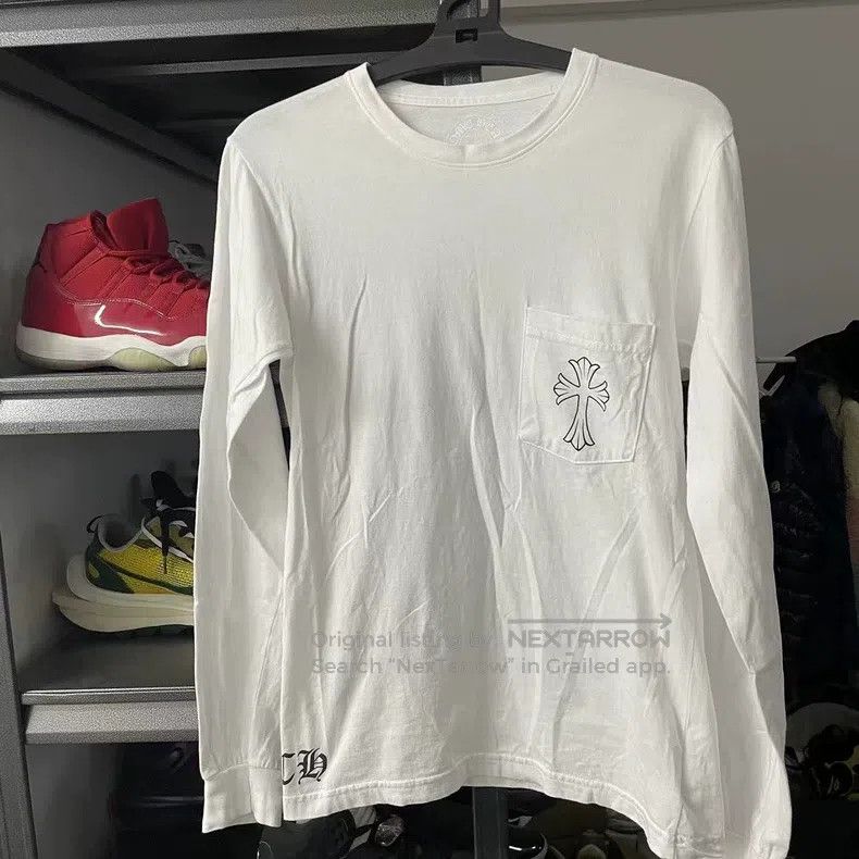 Chrome Hearts CHROME HEARTS Size S Sketch Cross Scroll White Long-Sleeved Size US S / EU 44-46 / 1 - 1 Thumbnail