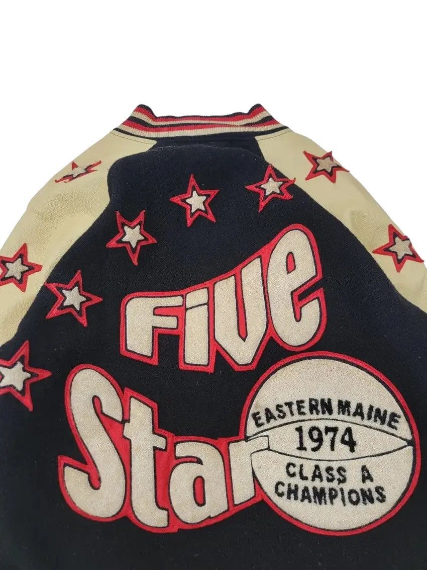 Vintage Vtg Sportswear "Five Star" 70s Leather Sleeve Varsity Jacket Size US M / EU 48-50 / 2 - 3 Thumbnail