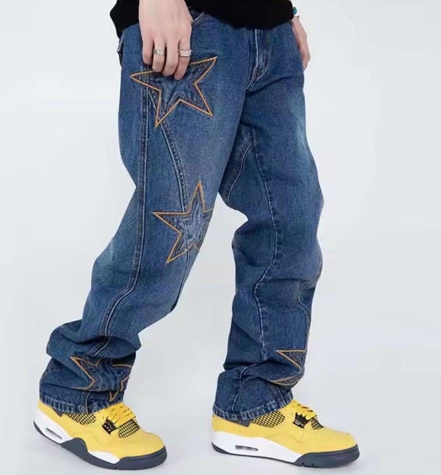 Hip Hop High Street Jogger Jeans Embroidered Star