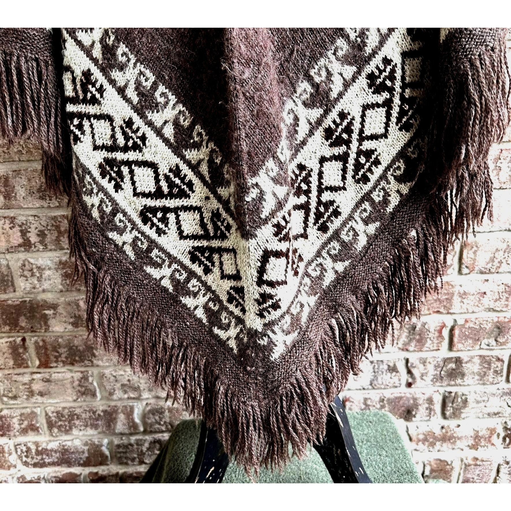 Vintage Vintage Fotrama Poncho Shawl Cape One Size Alpaca Wool Fring Size ONE SIZE - 10 Thumbnail