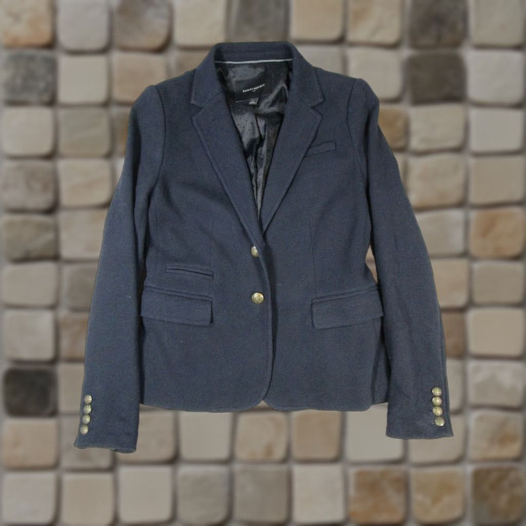 Banana Republic Banana Republic Blazer Womens 2 Blue Cotton Sports Coat Size XS / US 0-2 / IT 36-38 - 1 Thumbnail