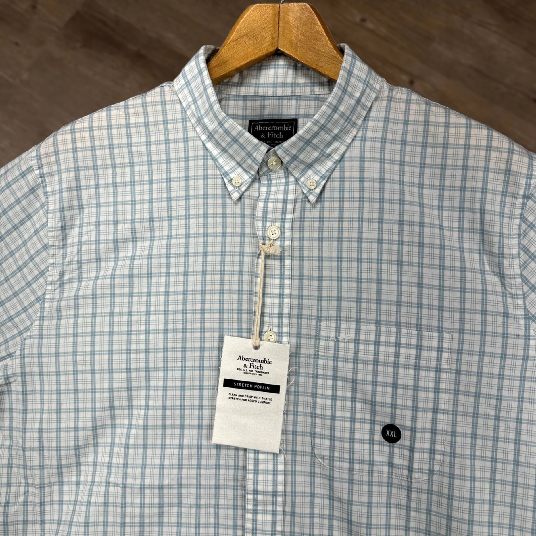 Abercrombie & Fitch Abercrombie & Fitch Stretch Poplin Mens Button-Down Shirt 2XL Blue Plaid NEW Size US XXL / EU 58 / 5 - 1 Thumbnail