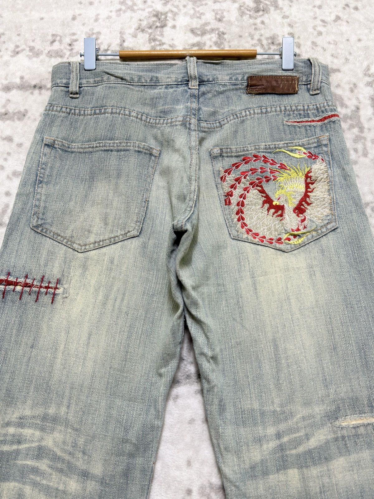 Vintage Gumu International Phoenix Embroidery Denim Y2K Straight Fit Size US 32 / EU 48 - 8 Thumbnail