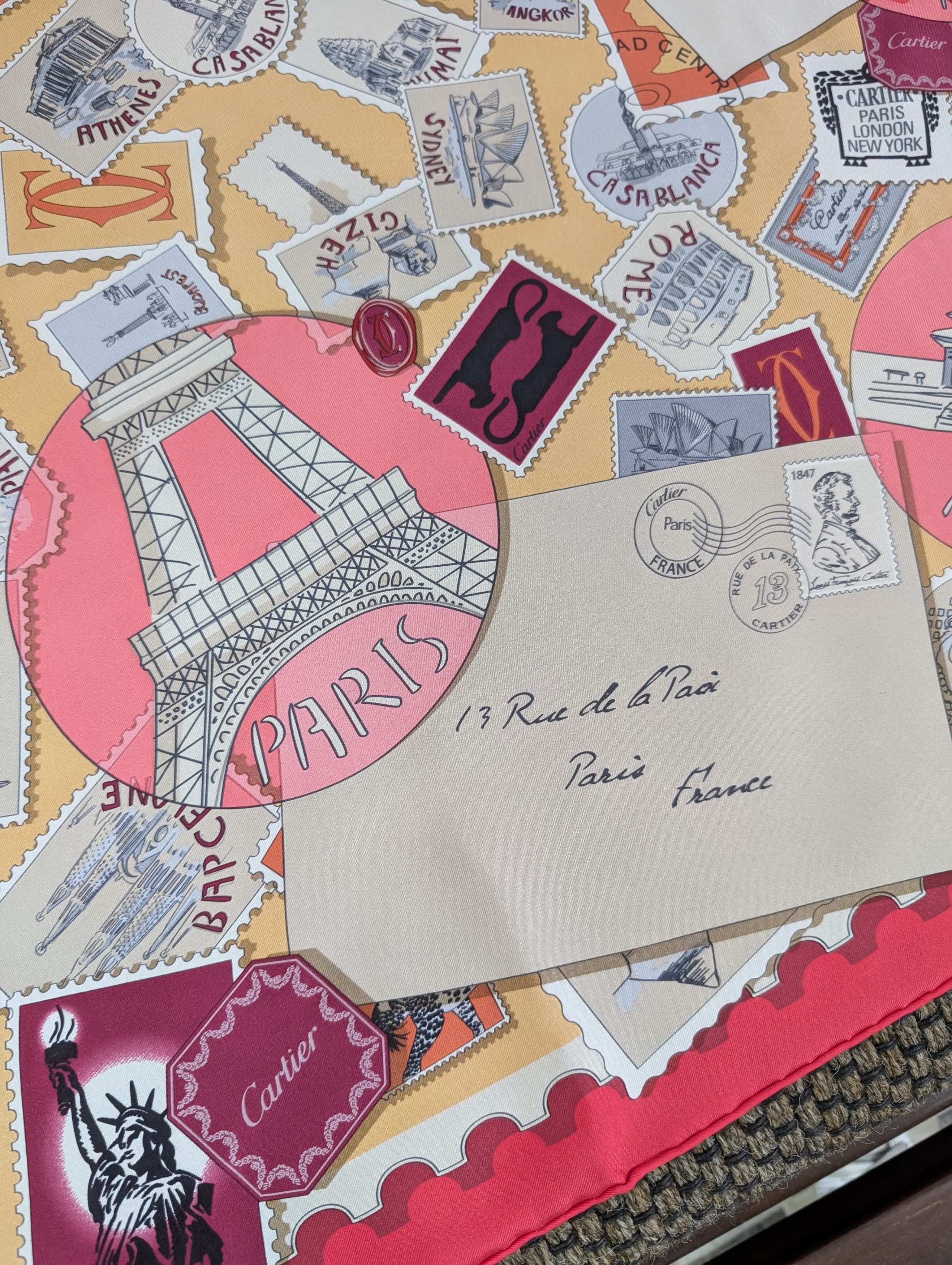 Cartier Stamps And Postal Chops Silk Square Scarf Size ONE SIZE - 2 Thumbnail