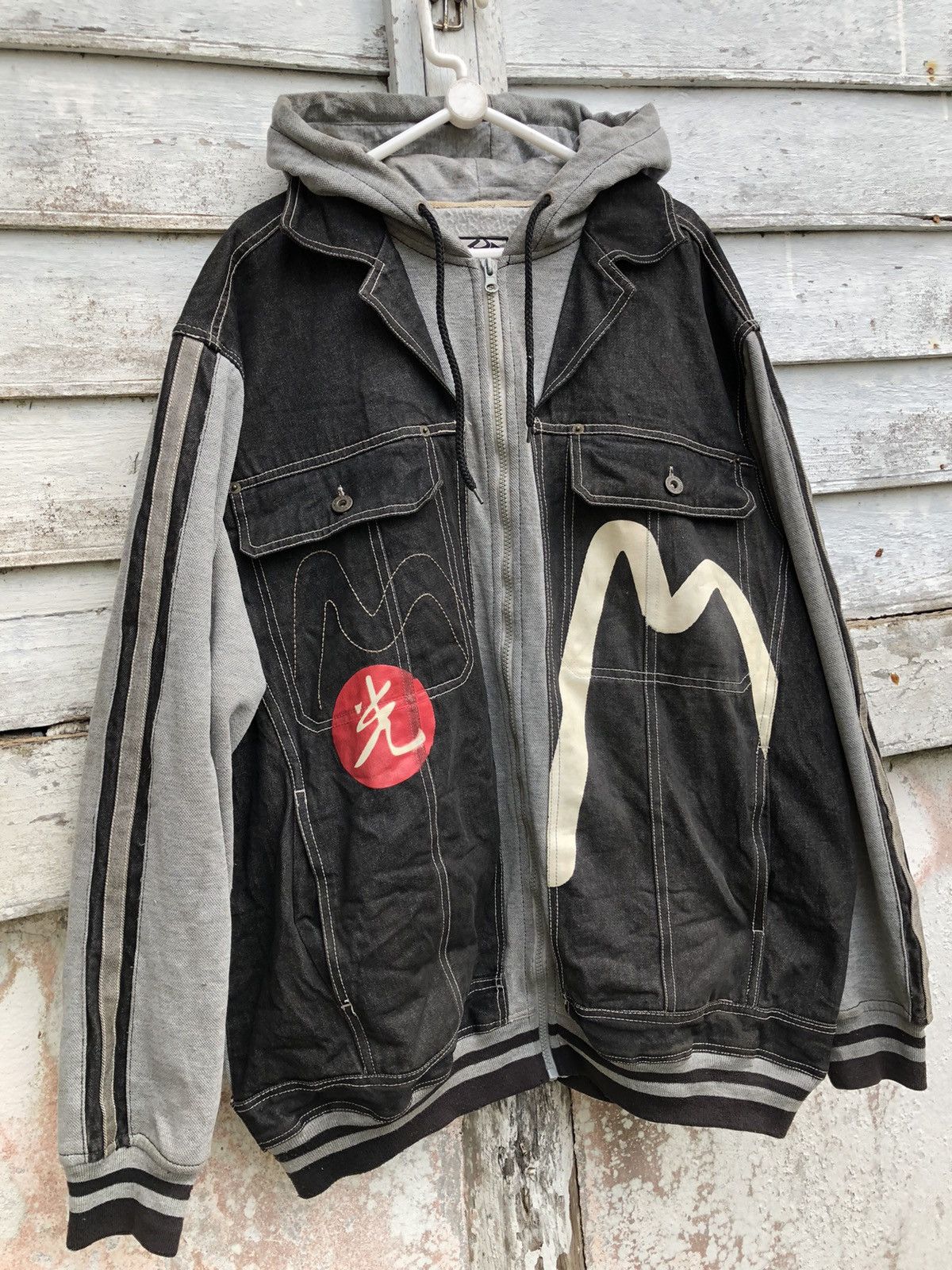 VINTAGE Y2K RAW BLUE NU REALMS JEANS HYBRID DENIM HOODIE