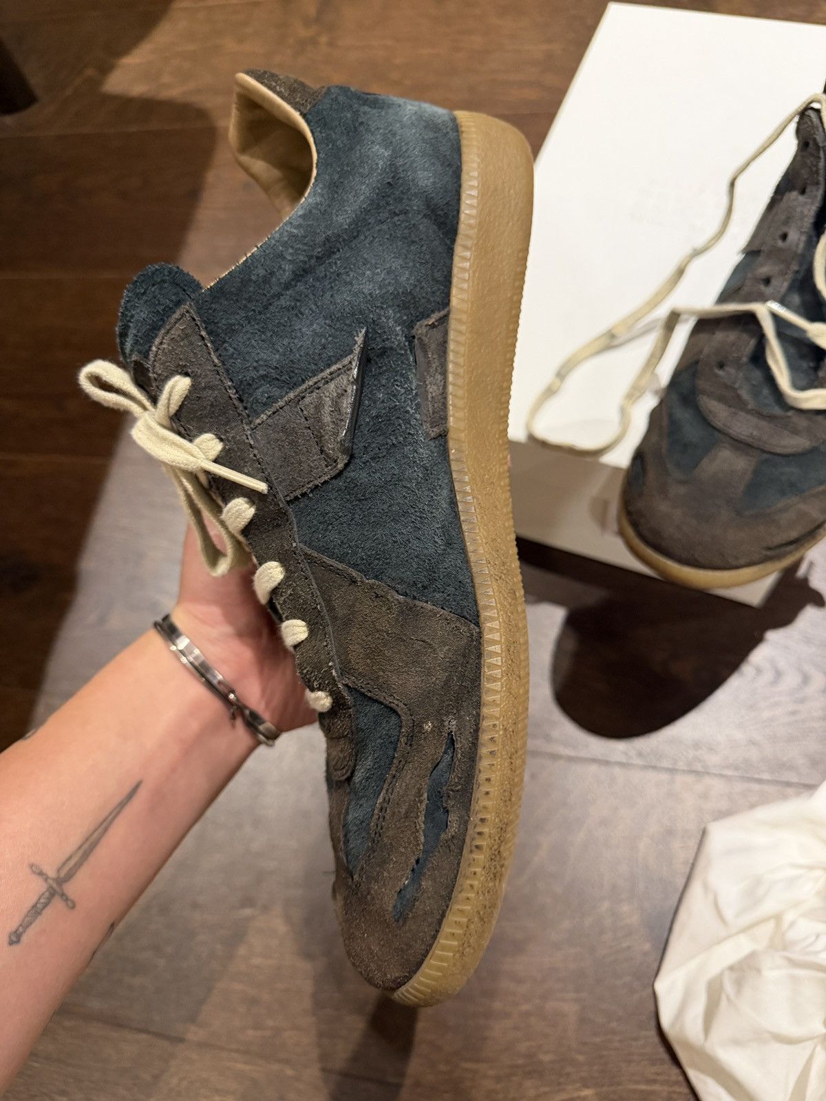 Maison Margiela Pre-distressed Maison Margiela Suede Replica GAT Black Gum Size US 11 / EU 44 - 5 Thumbnail