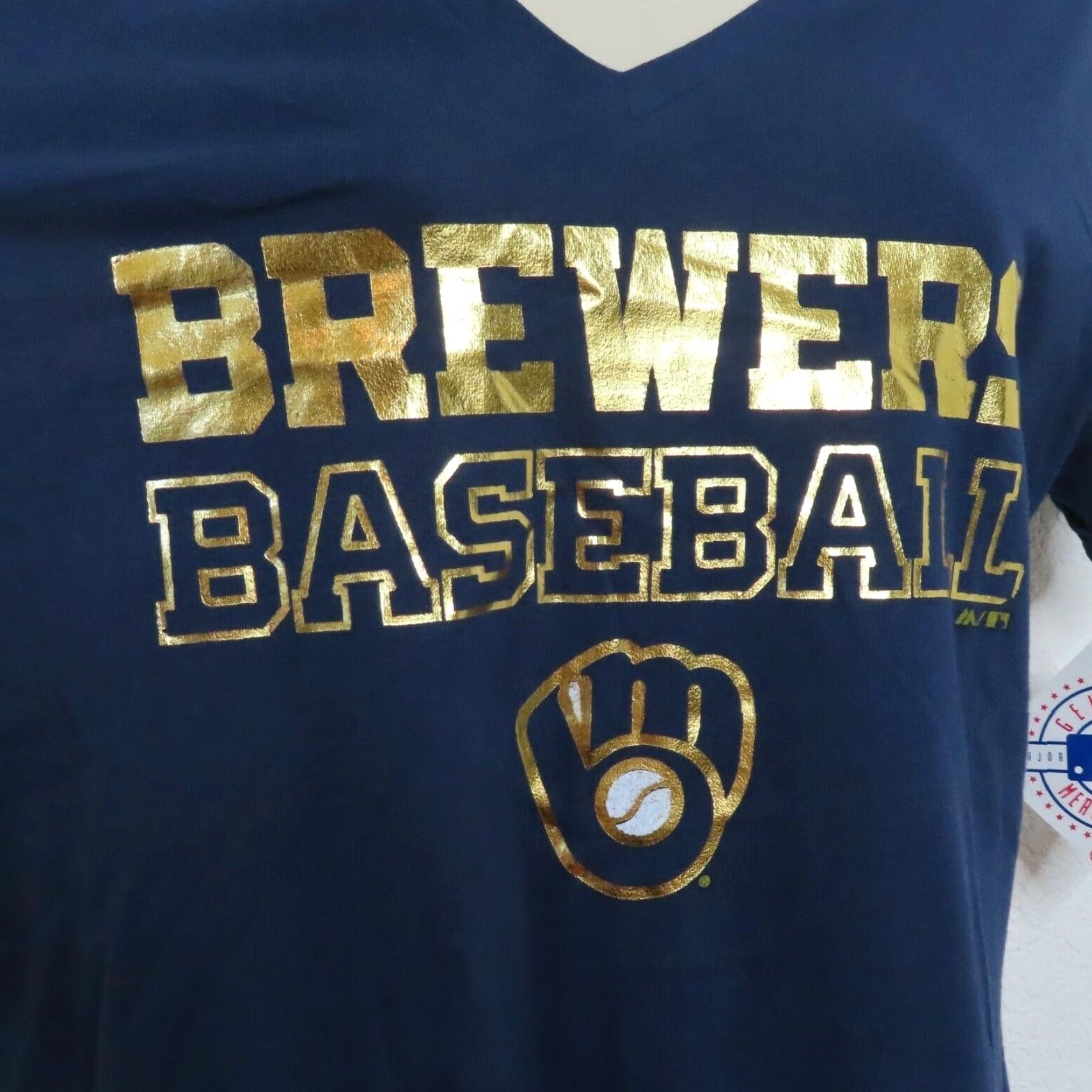 Vintage Majestic Womens Medium Milwaukee Brewers Baseball Short Sleeve T Shirt Top NEW Size M / US 6-8 / IT 42-44 - 2 Thumbnail