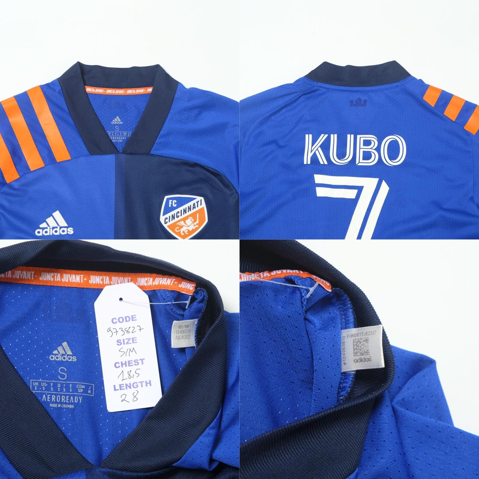 Adidas 2019/20 FC Cincinnati Home Shirt MLS Kubo (S/M) Size US S / EU 44-46 / 1 - 5 Thumbnail