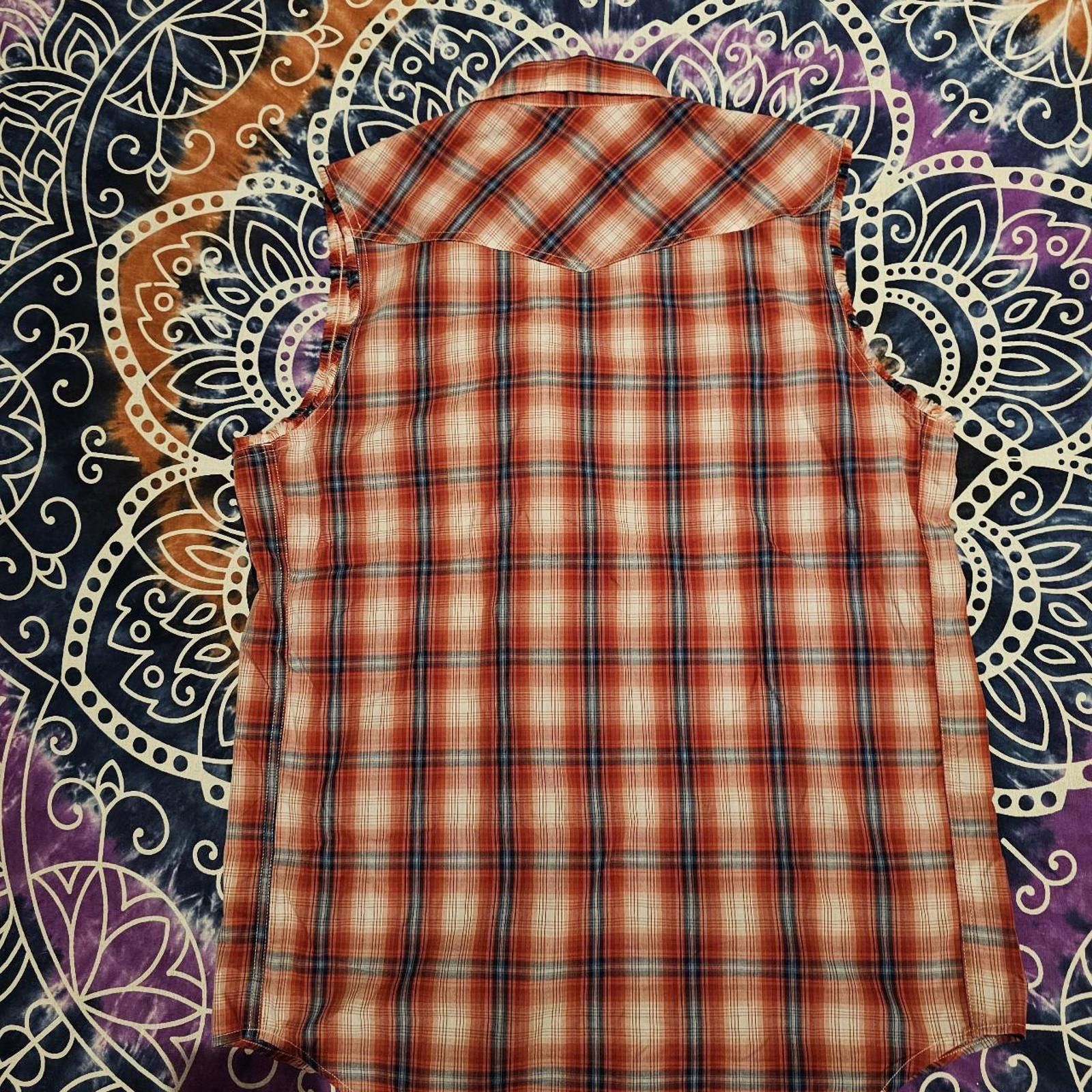 Designer Men's Red and Blue Plaid Sleeveless Button Down Shirt Size US M / EU 48-50 / 2 - 5 Thumbnail