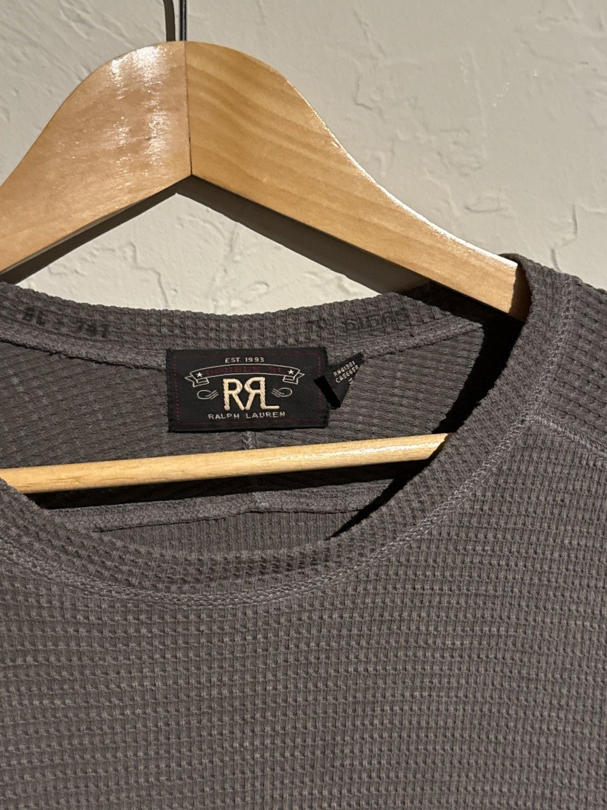 RRL Ralph Lauren Vintage RRL Waffle Knit Grey Long Sleeve Size US M / EU 48-50 / 2 - 3 Thumbnail