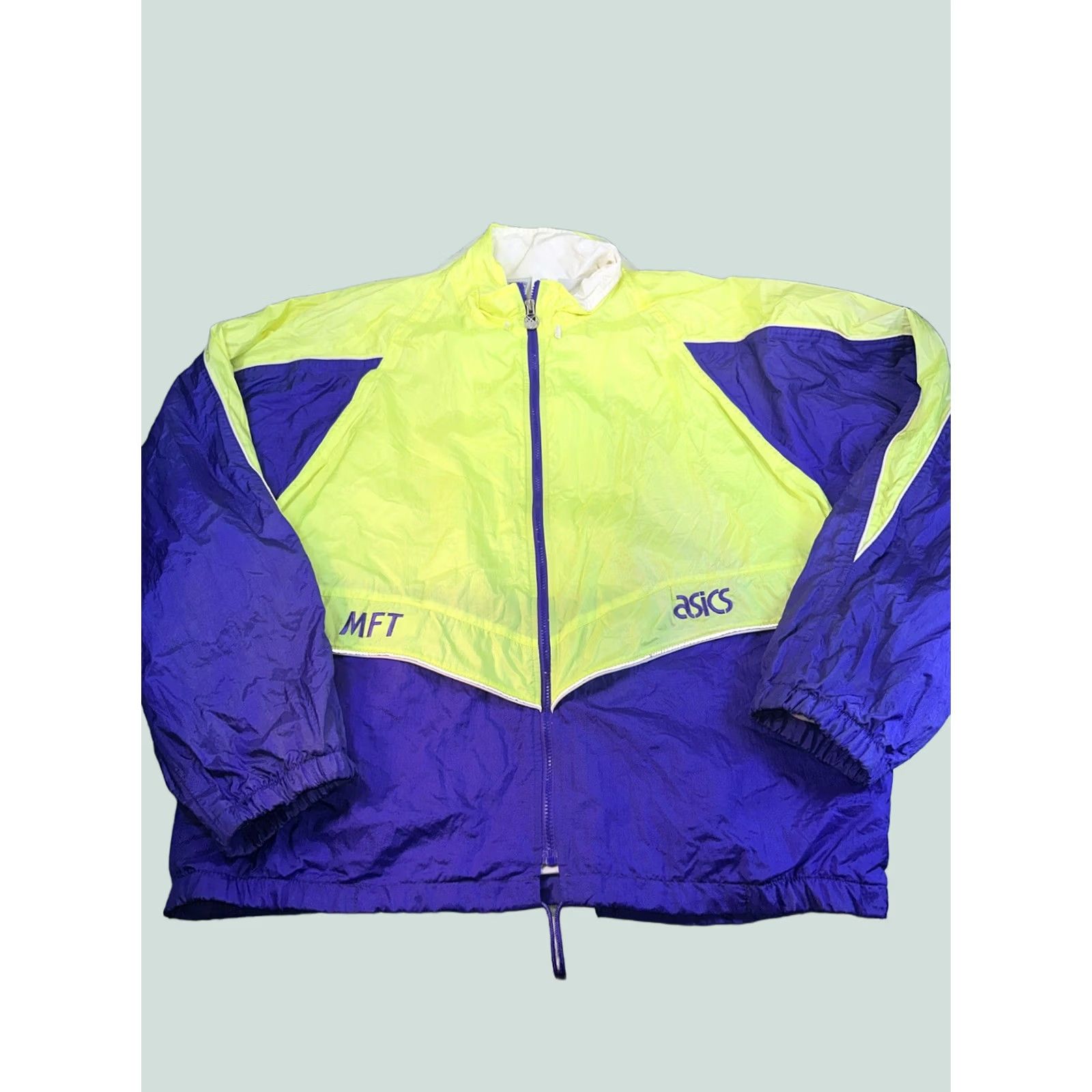 Asics VINTAGE ASICS MFT Windbreaker Purple Green XL Women Jacket Size XL / US 12-14 / IT 48-50 - 1 Thumbnail