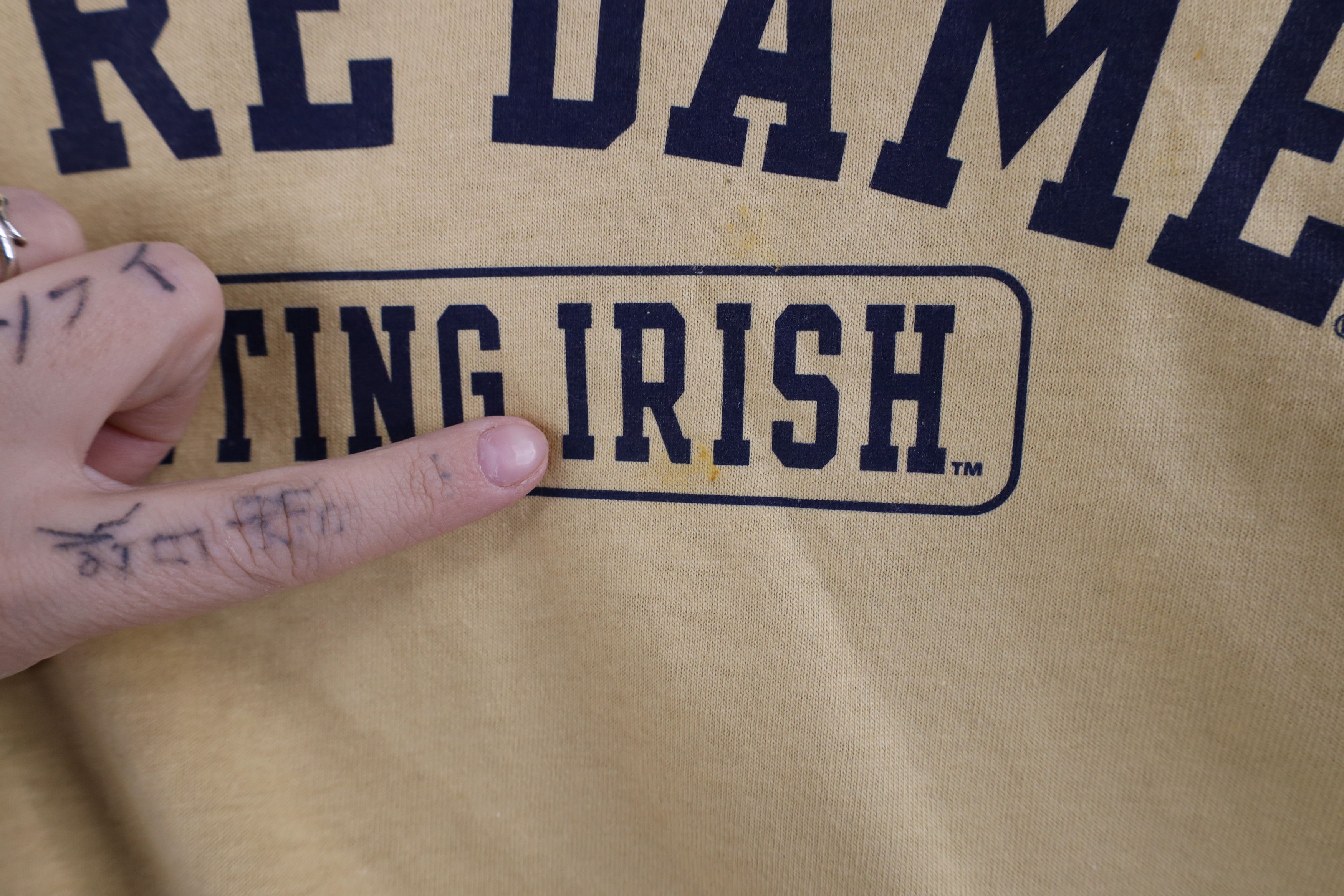 Adidas × Vintage Vintage Adidas Spell Out Notre Dame University T-Shirt Gold Size US XL / EU 56 / 4 - 7 Thumbnail