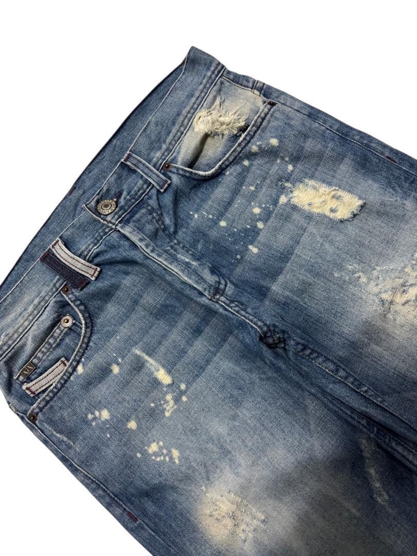 If Six Was Nine VINTAGE ARMANI EXCHANGE DESTROY SPLASHING FADED DENIM GRUNGE Size US 31 - 6 Thumbnail